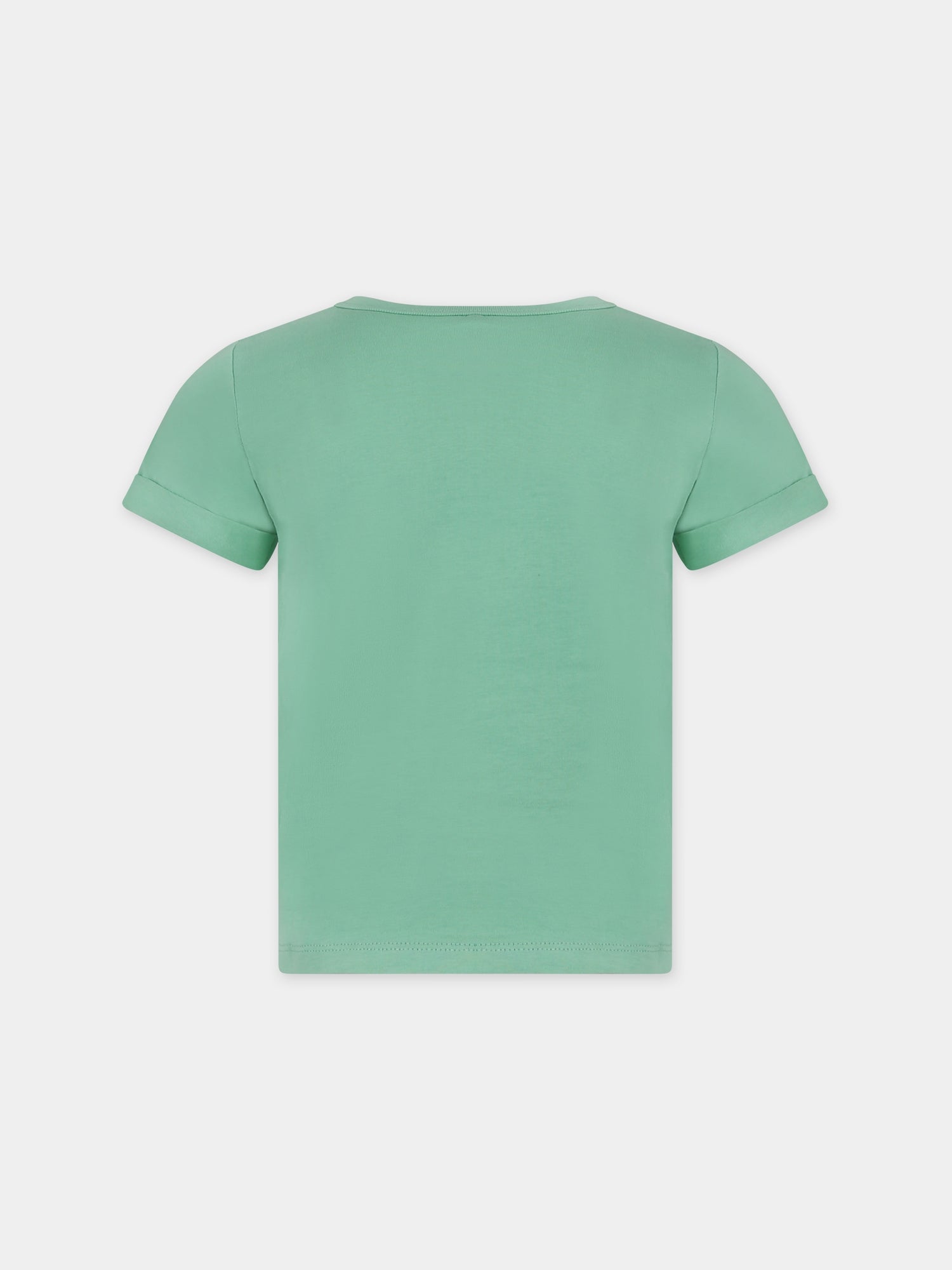 T-shirt verde per bambina con stella,Stella Mccartney Kids,TU8A61 Z0434 787