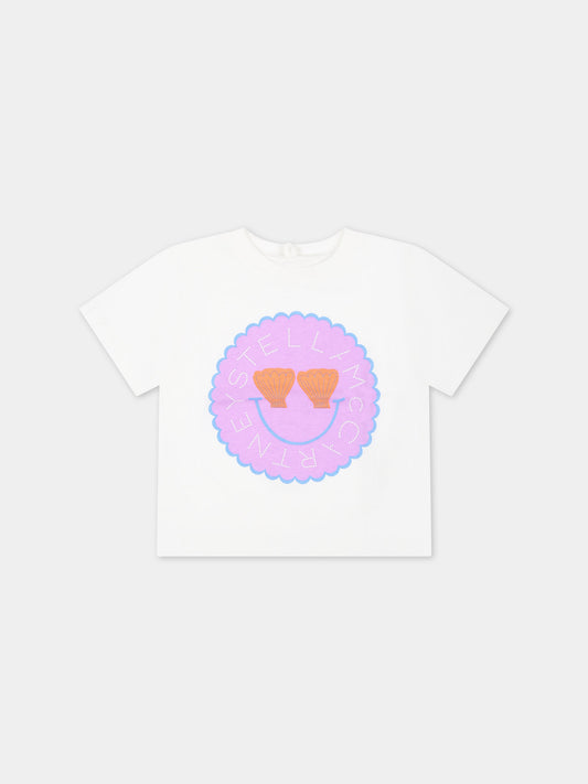 T-shirt bianca per neonata con logo,Stella Mccartney Kids,TU8D31 Z0434 101