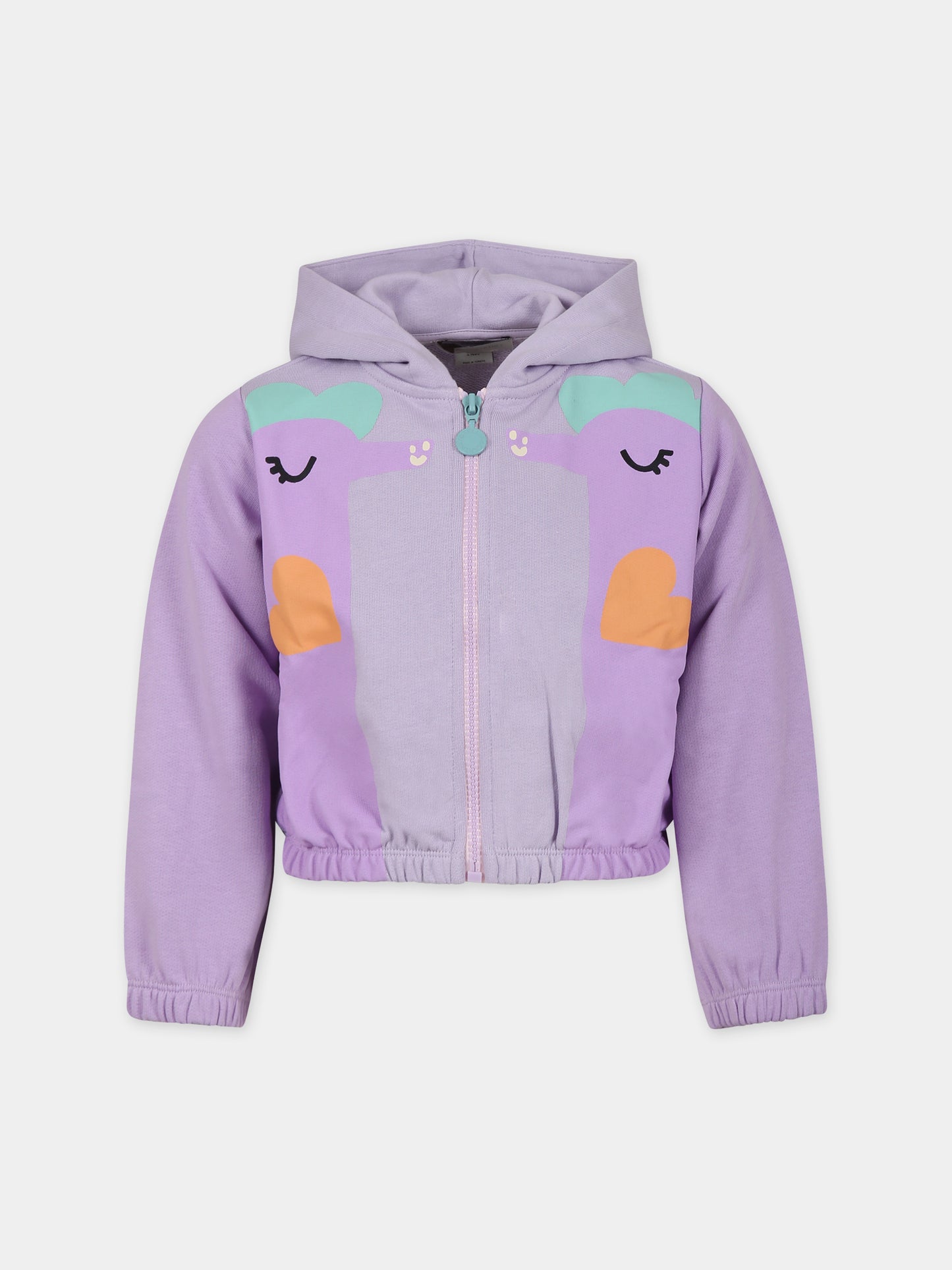 Felpa viola per bambina con cavallucci marini,Stella Mccartney Kids,TU4B70 Z0499 572