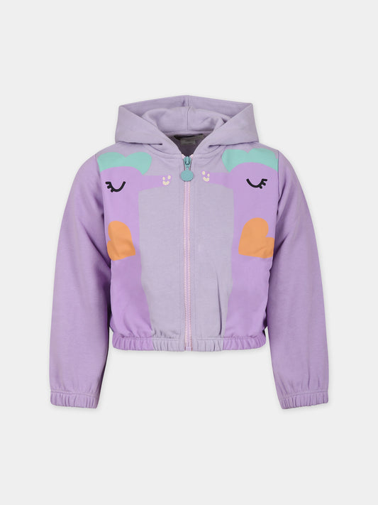 Felpa viola per bambina con cavallucci marini,Stella Mccartney Kids,TU4B70 Z0499 572