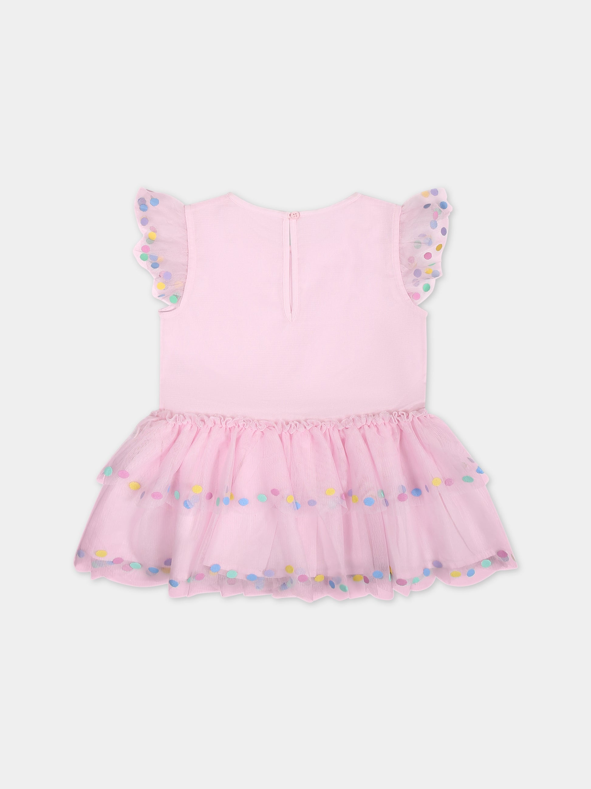 Vestito rosa per neonata con pois,Stella Mccartney Kids,TU1272 Z1119 579