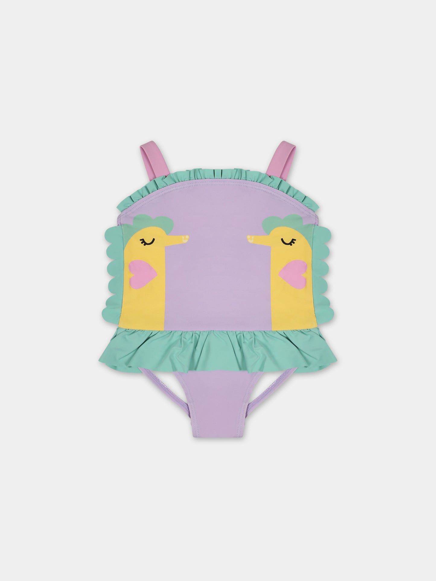 Costume viola per neonata con cavallucci marini,Stella Mccartney Kids,TUCB39 Z0157 572