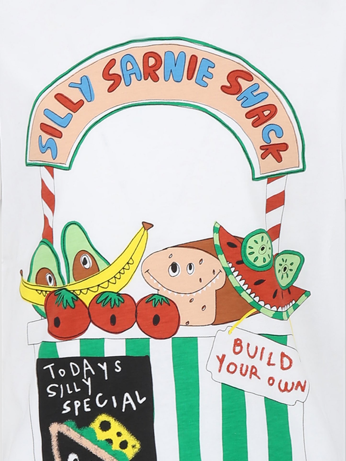 T-shirt bianca per bambino con stampa frutta,Stella Mccartney Kids,TU8R71 Z0434 101