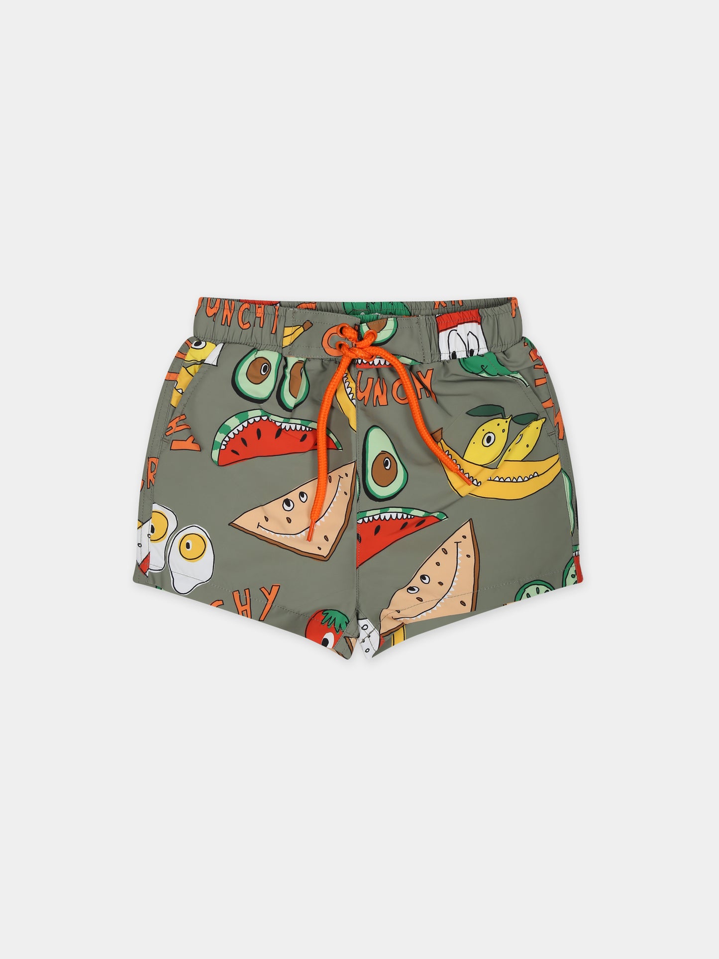 Boxer mare verde per neonato con stampa frutta e verdura,Stella Mccartney Kids,TUCP49 Z1707 727MC