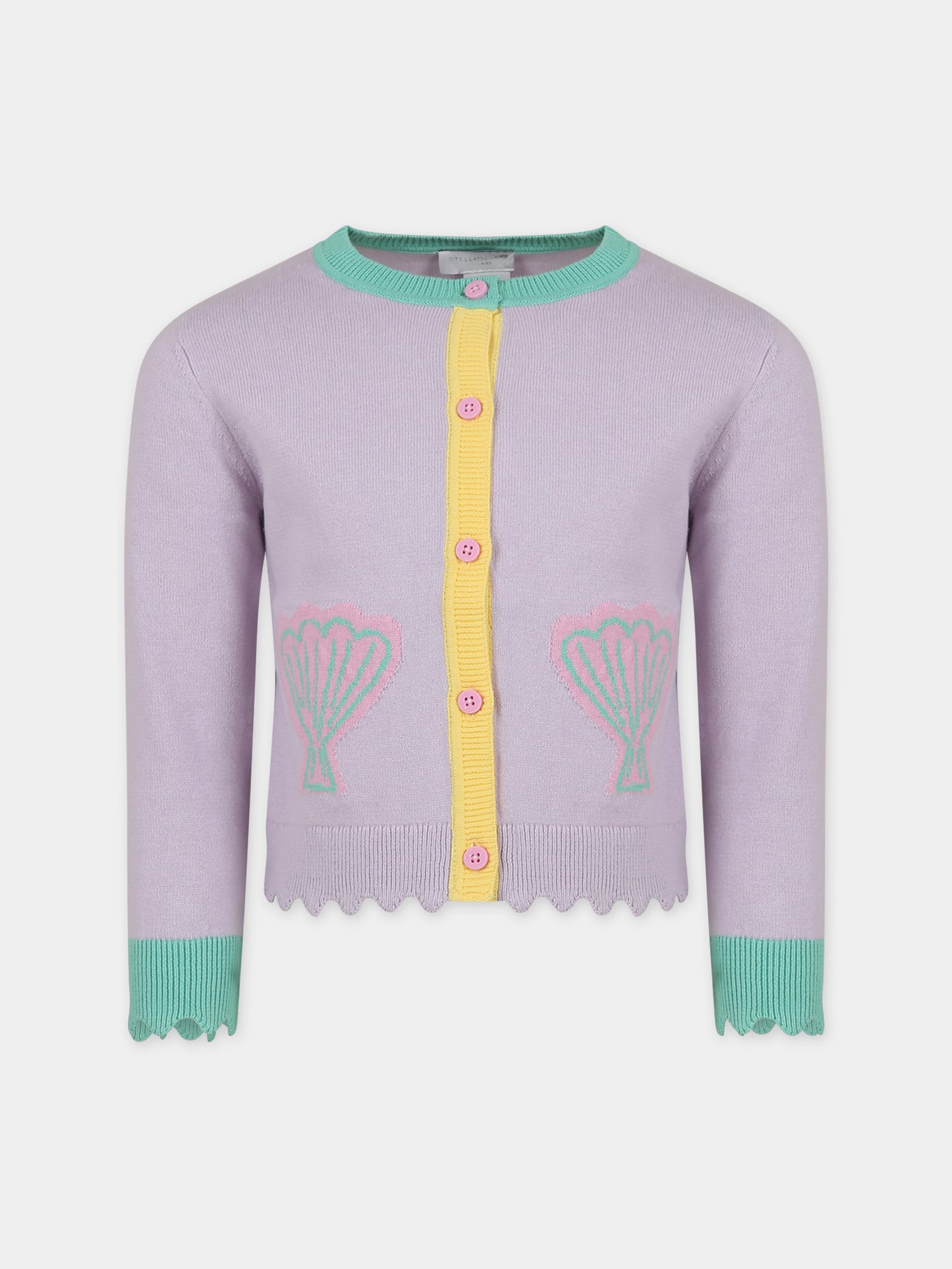 Cardigan viola per bambina con conchiglie,Stella Mccartney Kids,TU9A20 Z1841 572