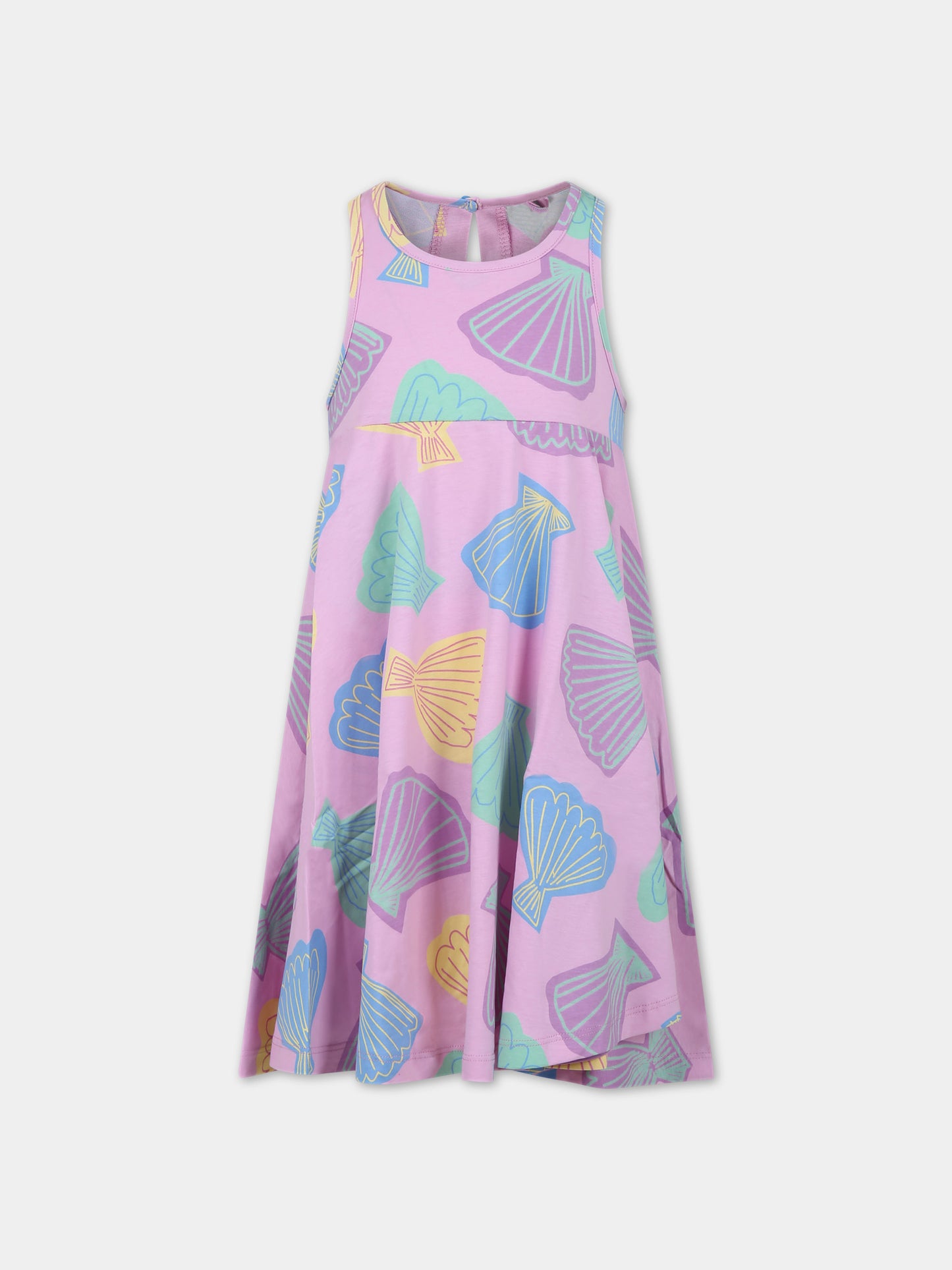 Vestito rosa per bambina con stampa multicolor all-over,Stella Mccartney Kids,TU1E12 Z1634 50GMC