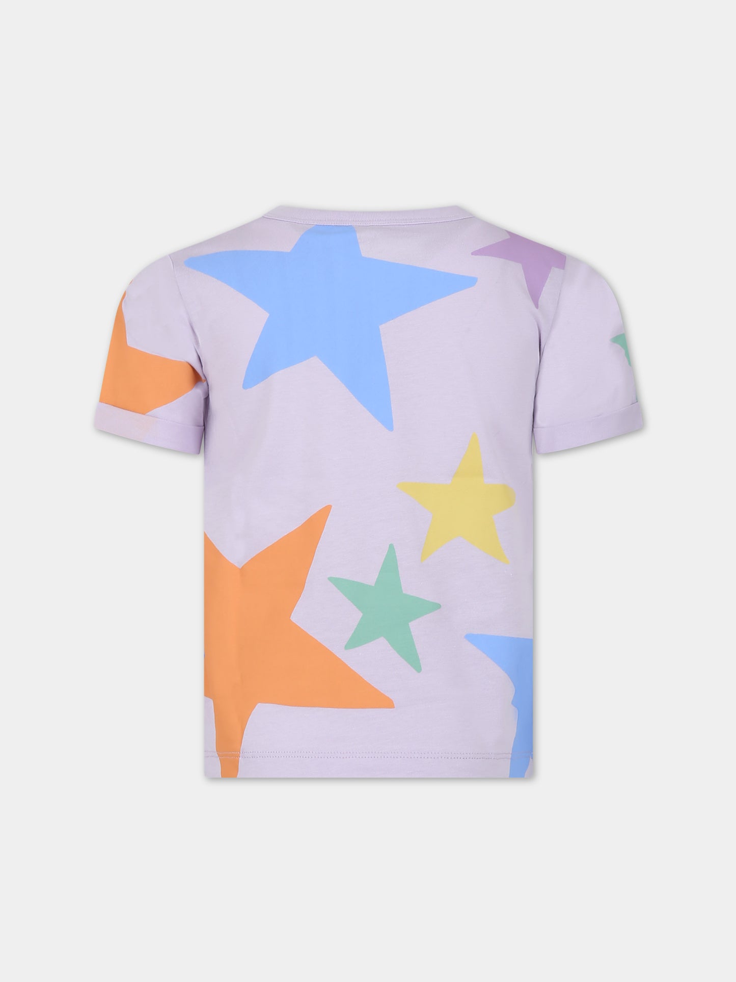 T-shirt viola per bambina con stelle e logo,Stella Mccartney Kids,TU8B81 Z0913 572MC