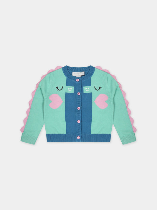 Cardigan azzurro per neonata con cuori,Stella Mccartney Kids,TU9A30 Z1841 672