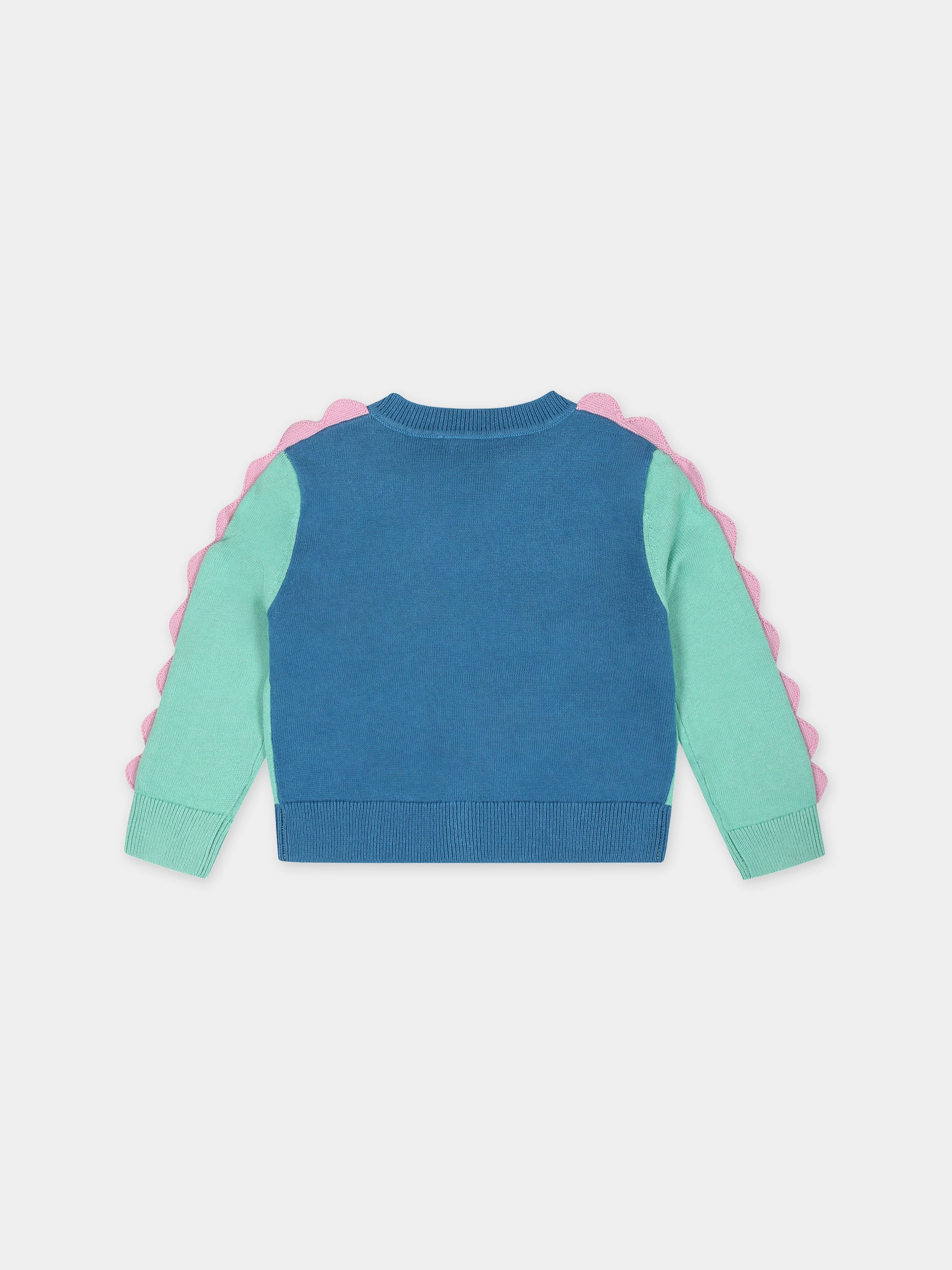 Cardigan azzurro per neonata con cuori,Stella Mccartney Kids,TU9A30 Z1841 672