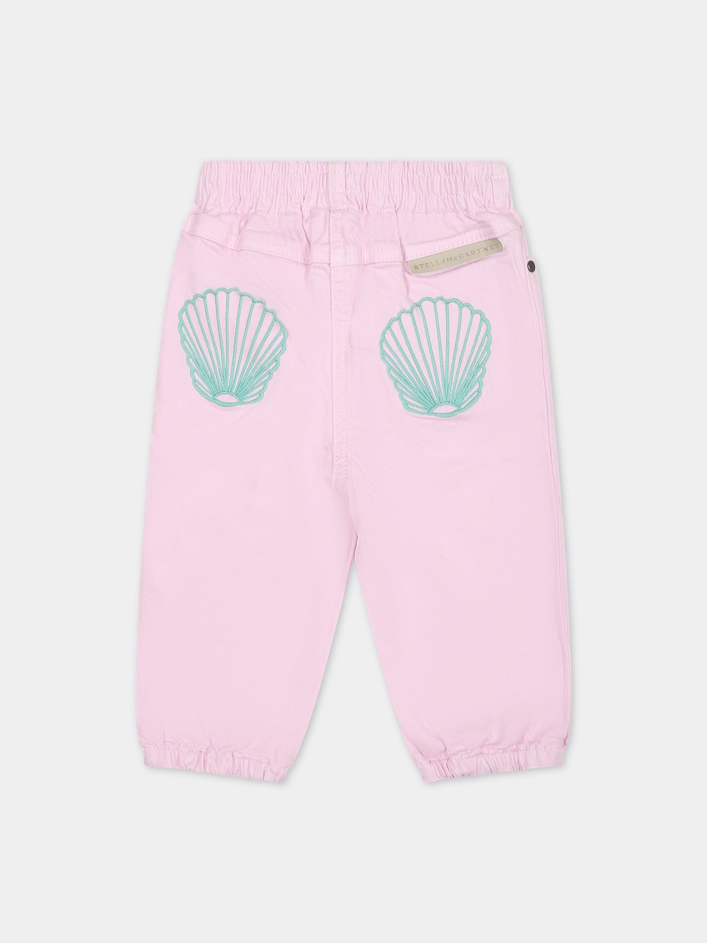 Jeans rosa per neonata con conchiglie,Stella Mccartney Kids,TU6170 Z0156 50G