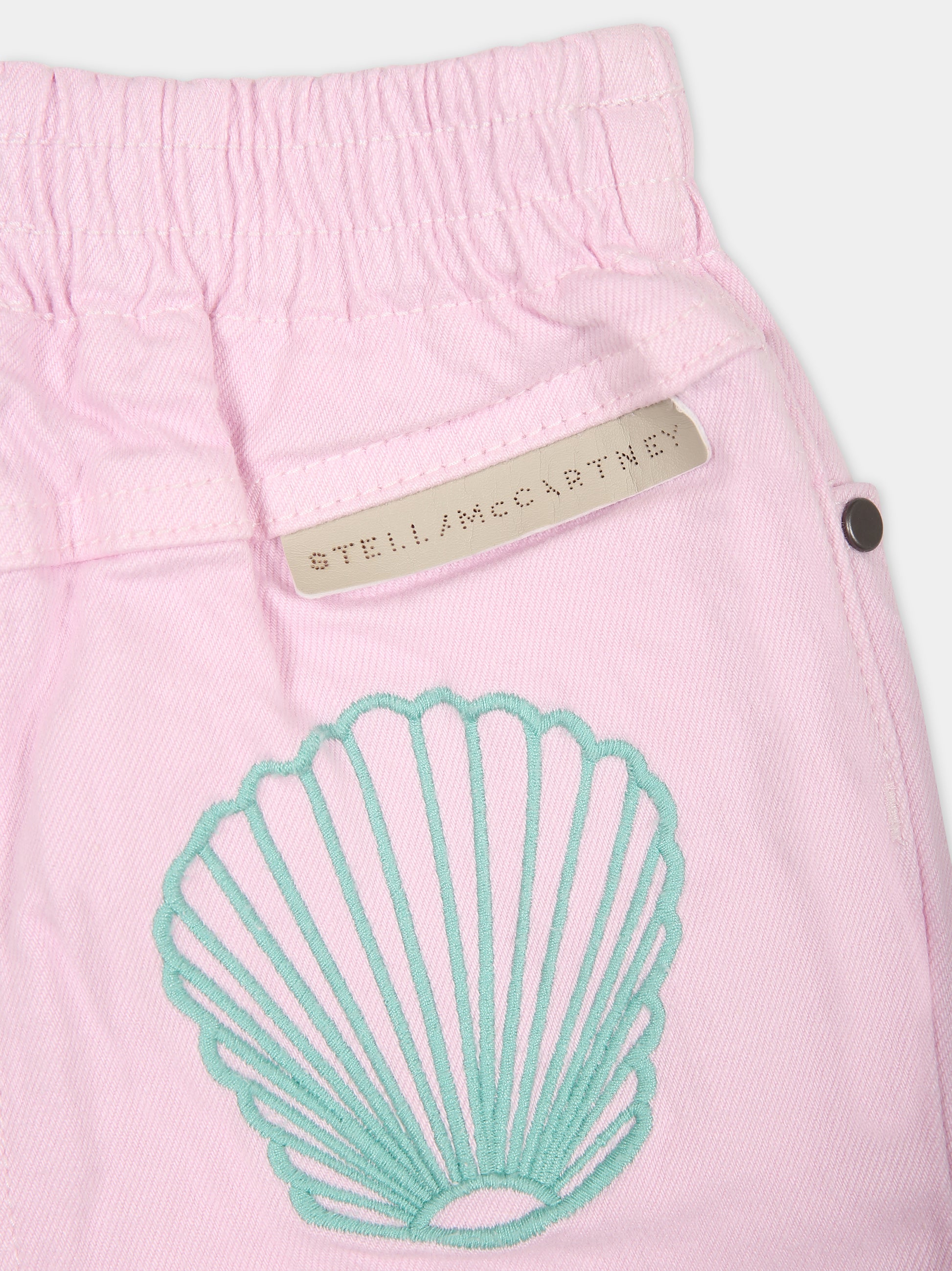 Jeans rosa per neonata con conchiglie,Stella Mccartney Kids,TU6170 Z0156 50G