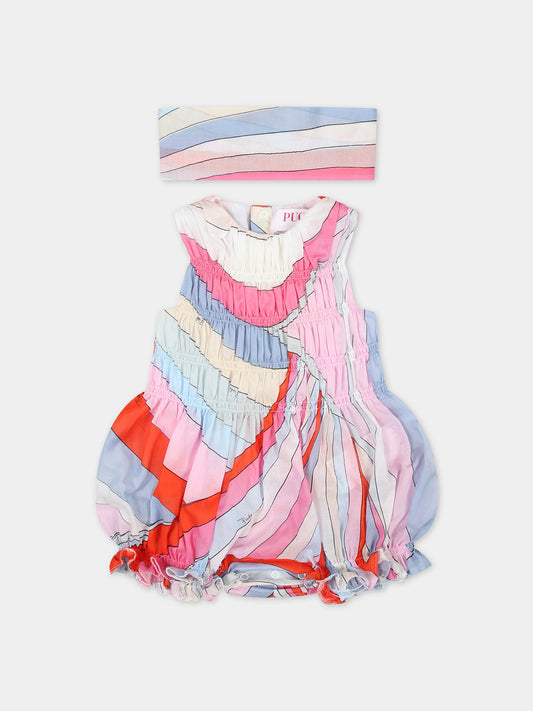 Pagliaccetto multicolor per neonata con iconica stampa multicolor,Emilio Pucci Junior,PUB050 M0035 105MC