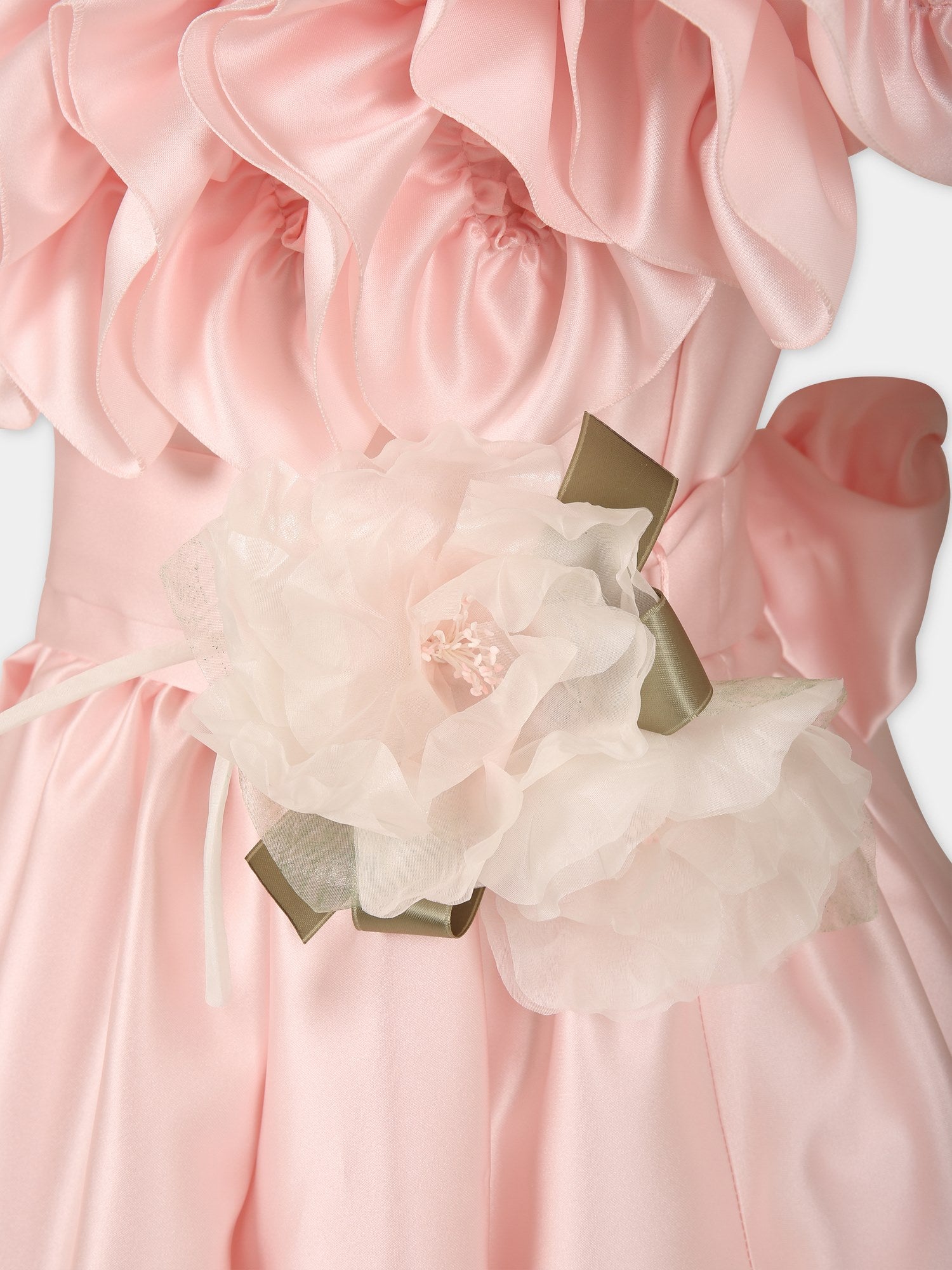 Vestito rosa per bambina con rouches,Monnalisa,77C900 3125 0092