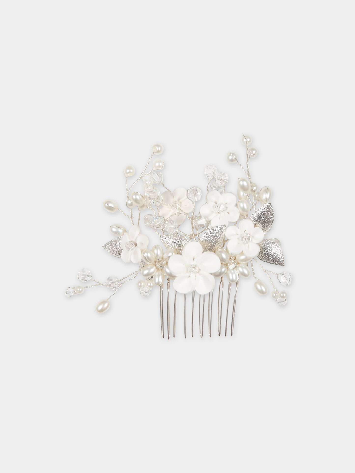 Fermaglio bianco per bambina con fiori,Monnalisa,79C007 3073 0001