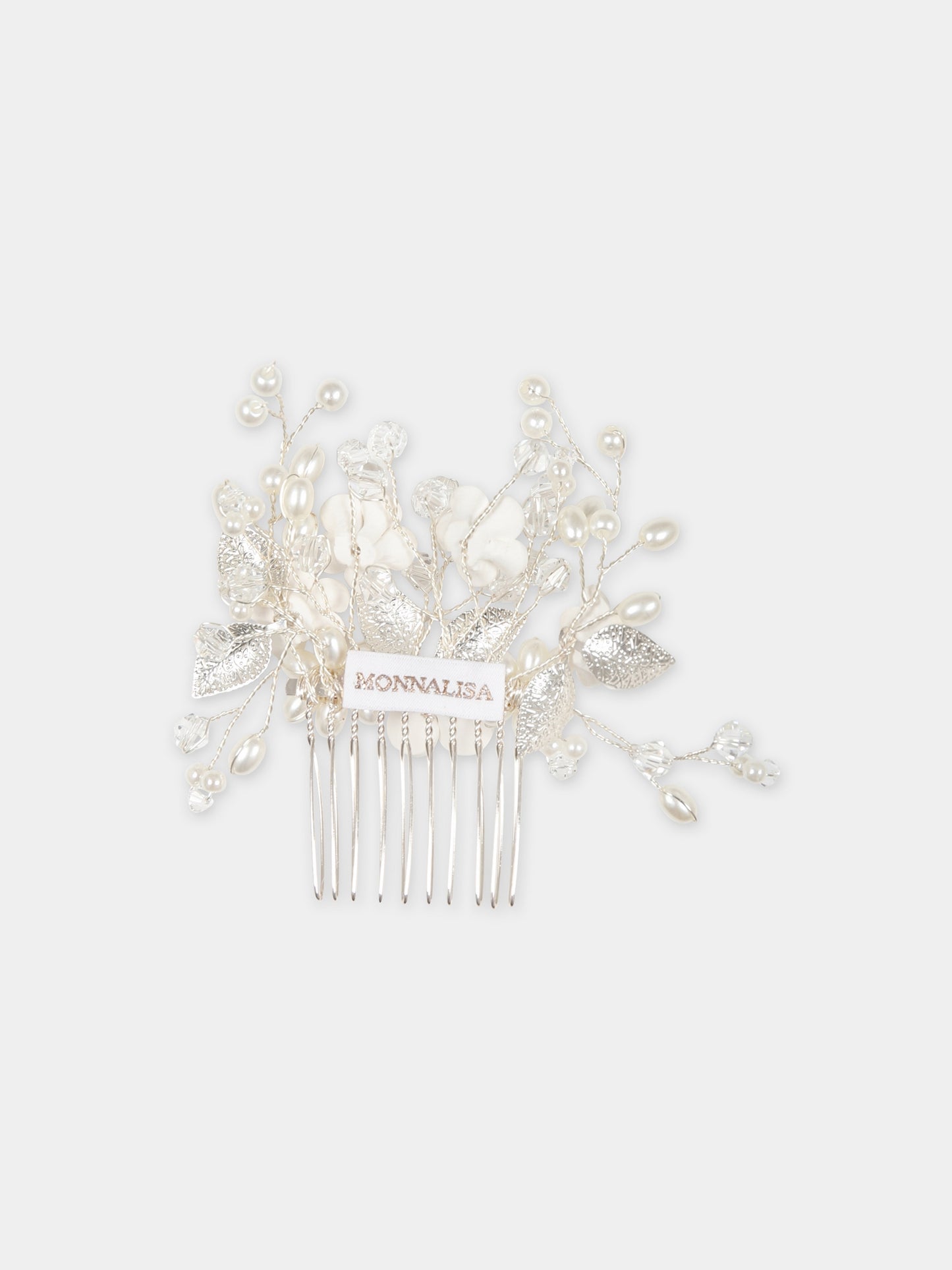 Fermaglio bianco per bambina con fiori,Monnalisa,79C007 3073 0001