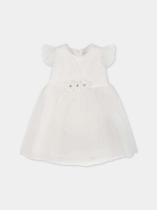 Vestito bianco per neonata in tulle,Monnalisa,73C906 3361 001A