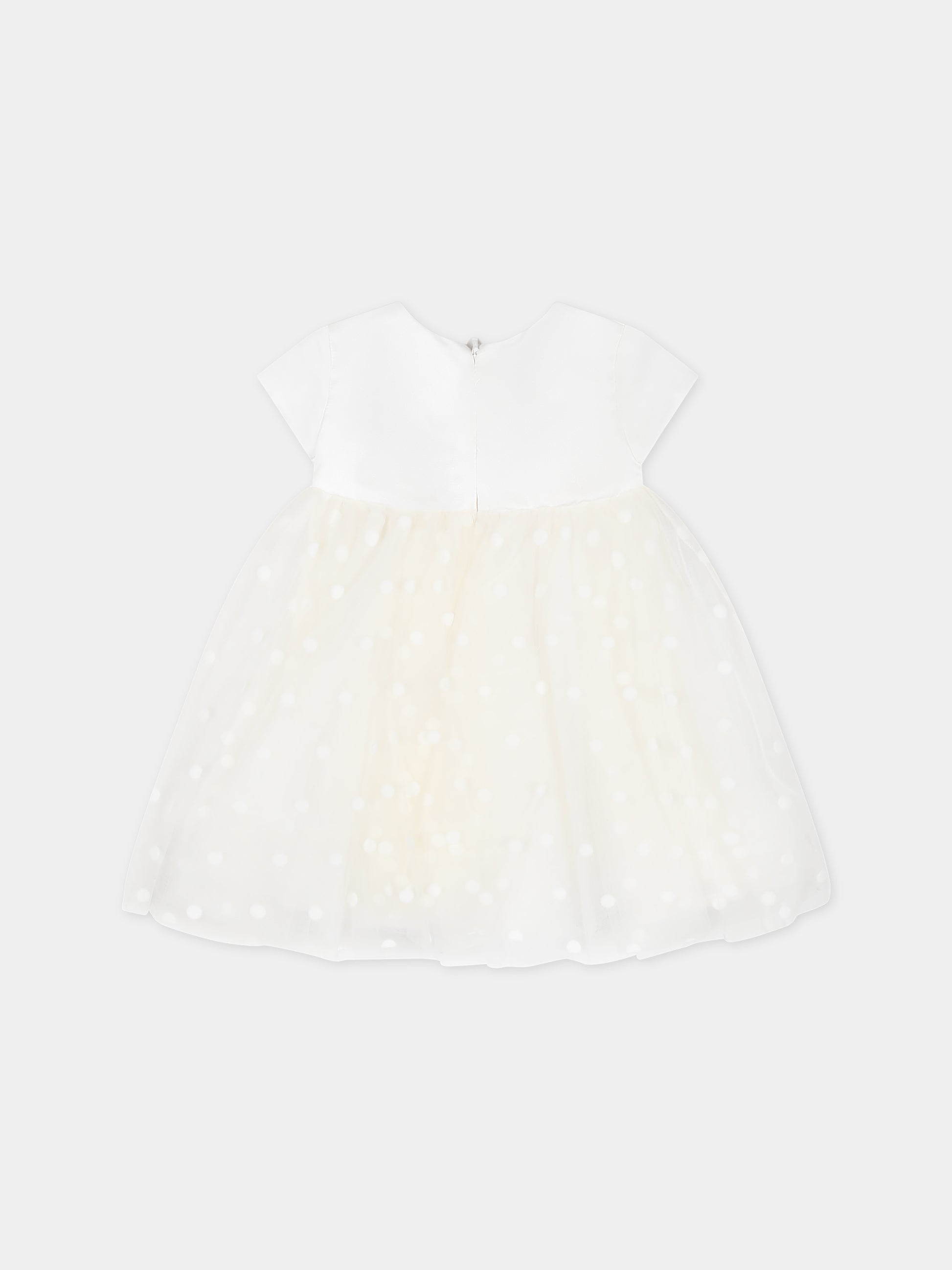 Vestito bianco per neonata con pois,Monnalisa,73C905 3906 0001