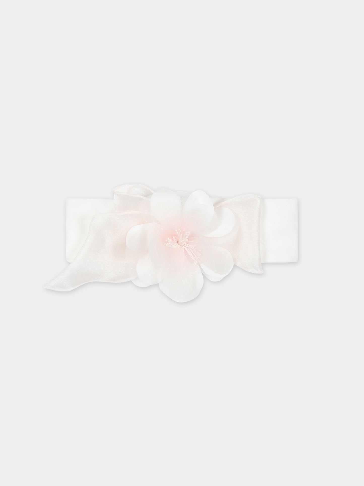 Fascia bianca per neonata con fiore,Monnalisa,73C012 3201 0192