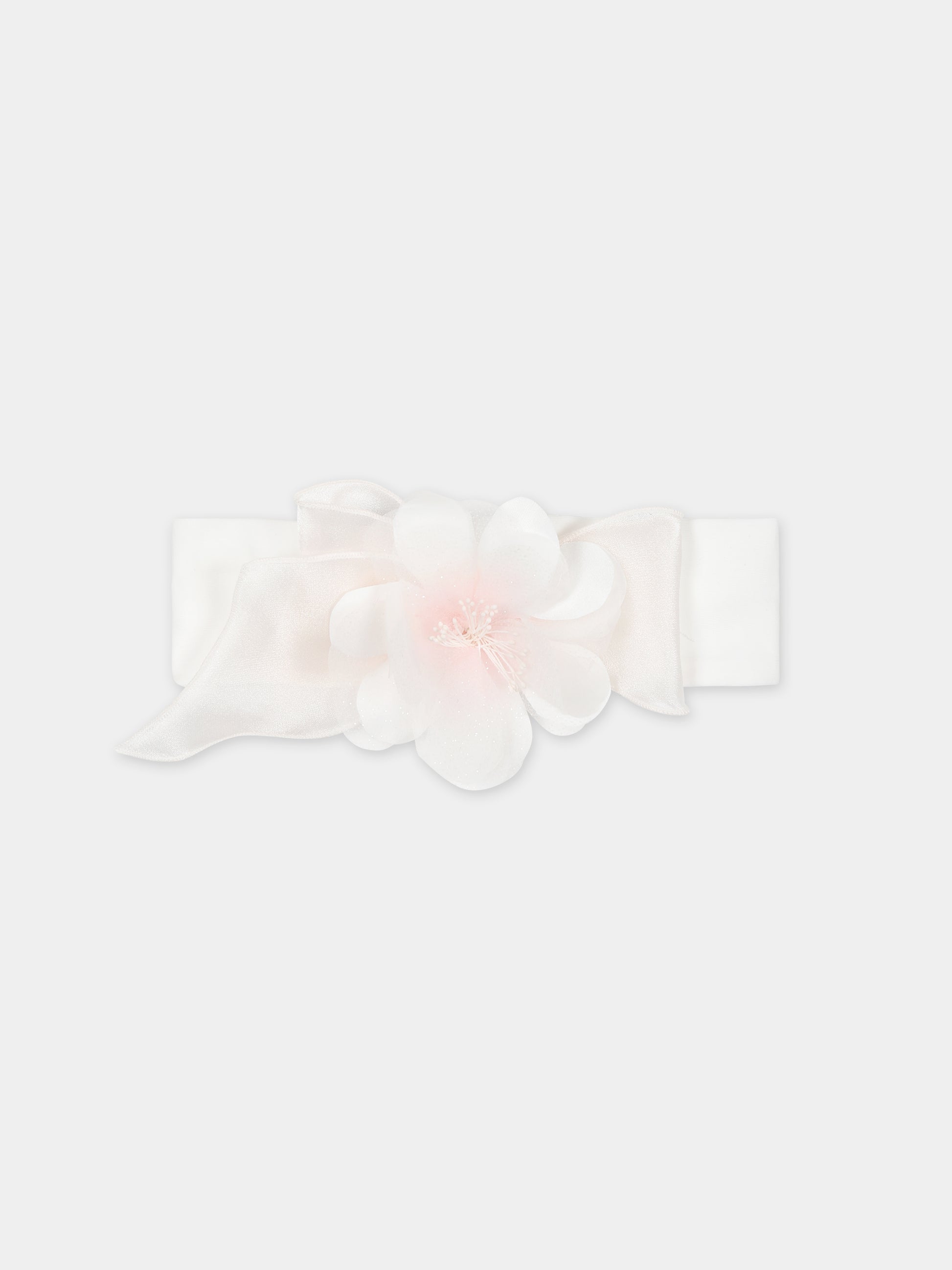 Fascia bianca per neonata con fiore,Monnalisa,73C012 3201 0192