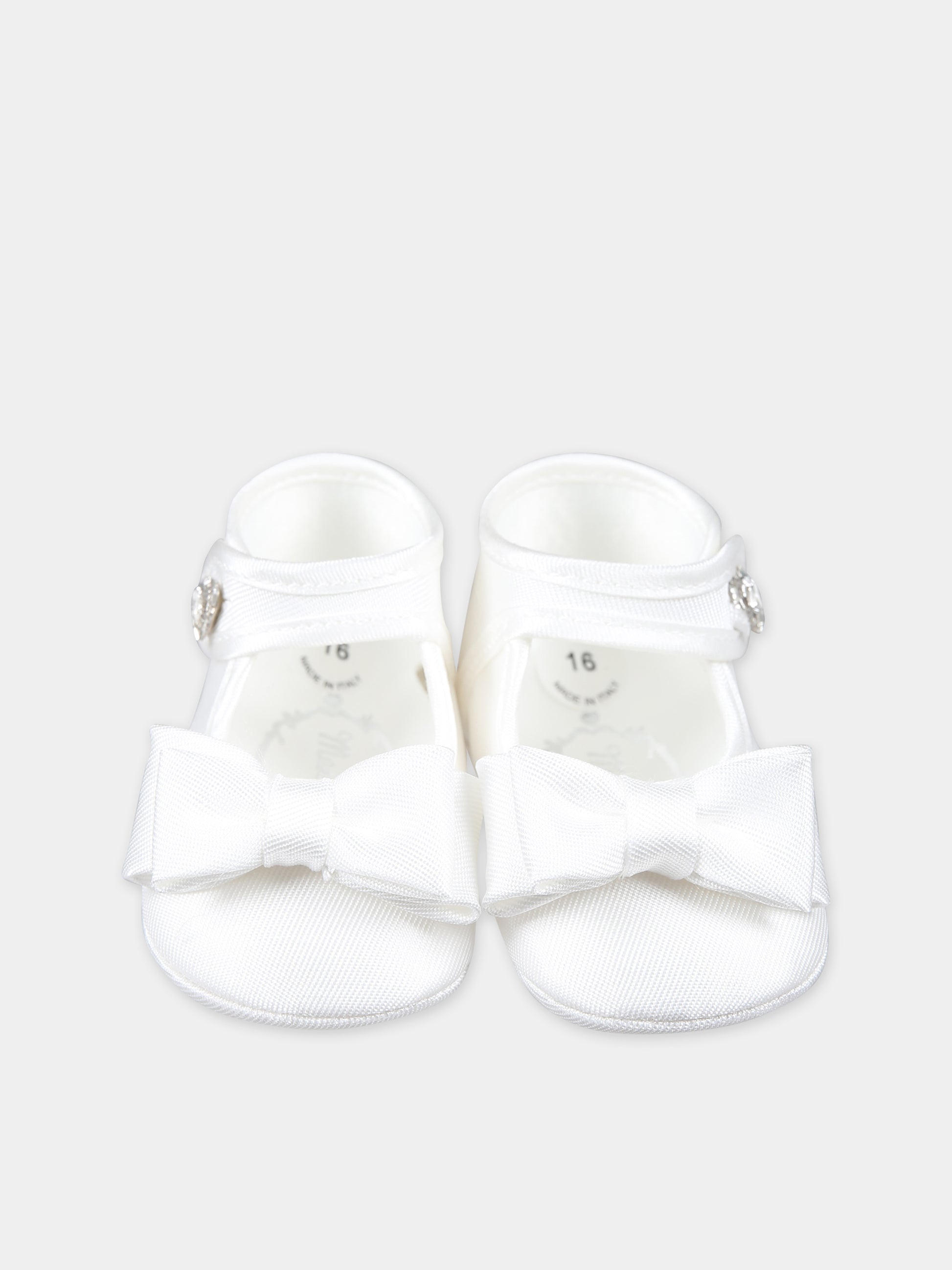 Ballerine bianche per neonata con fiocco,Monnalisa,73C000 3302 0001