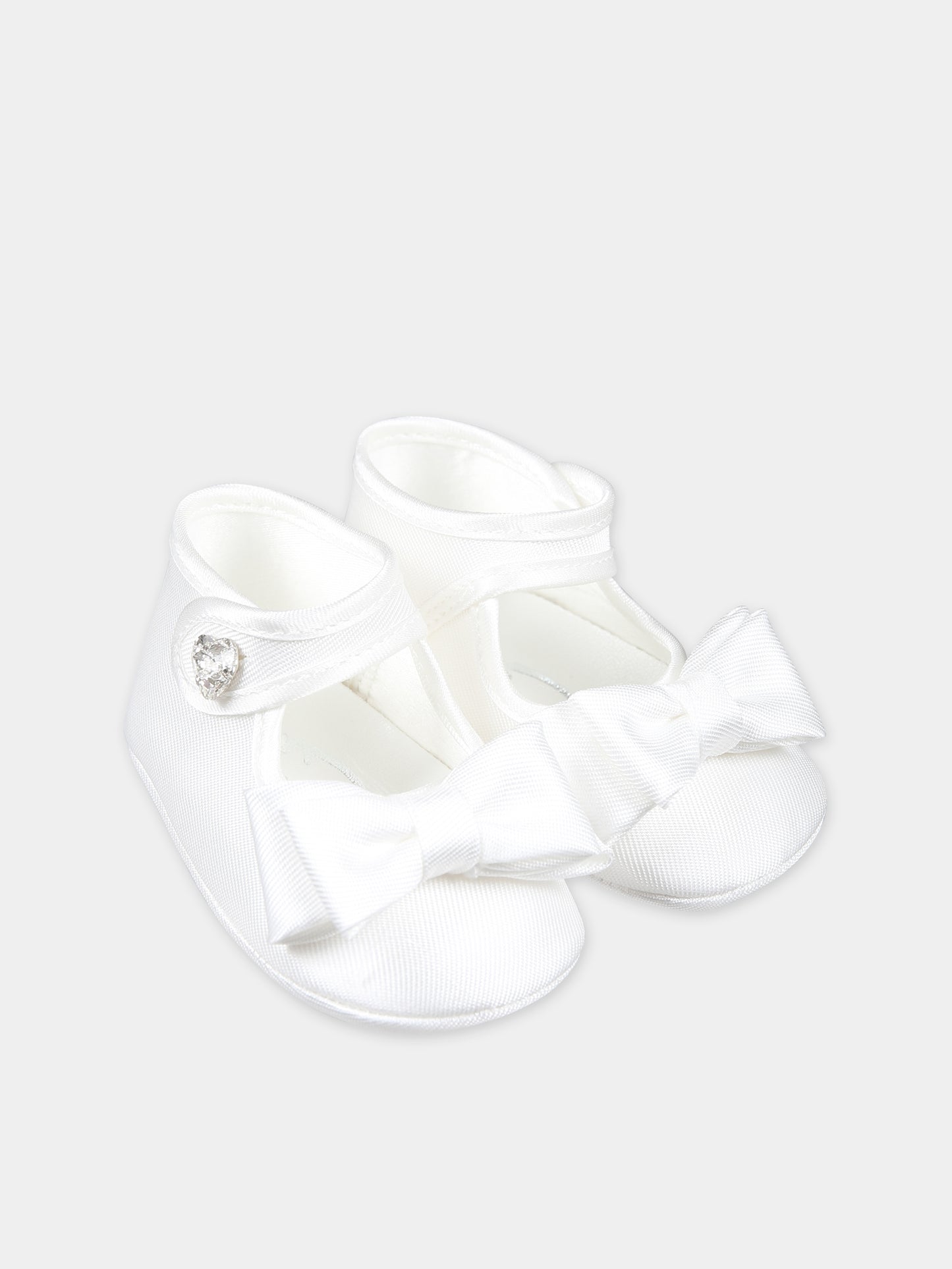 Ballerine bianche per neonata con fiocco,Monnalisa,73C000 3302 0001