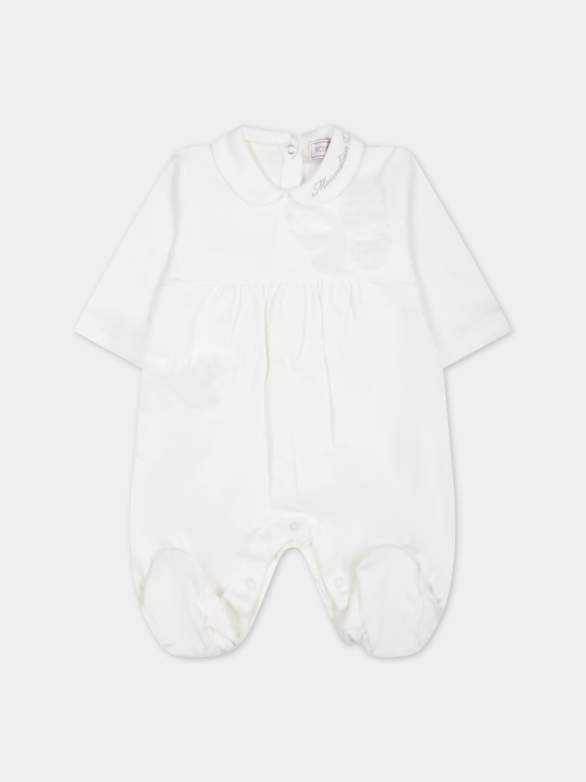 Tutina bianca per neonata con logo,Monnalisa,35C207 3000 0001