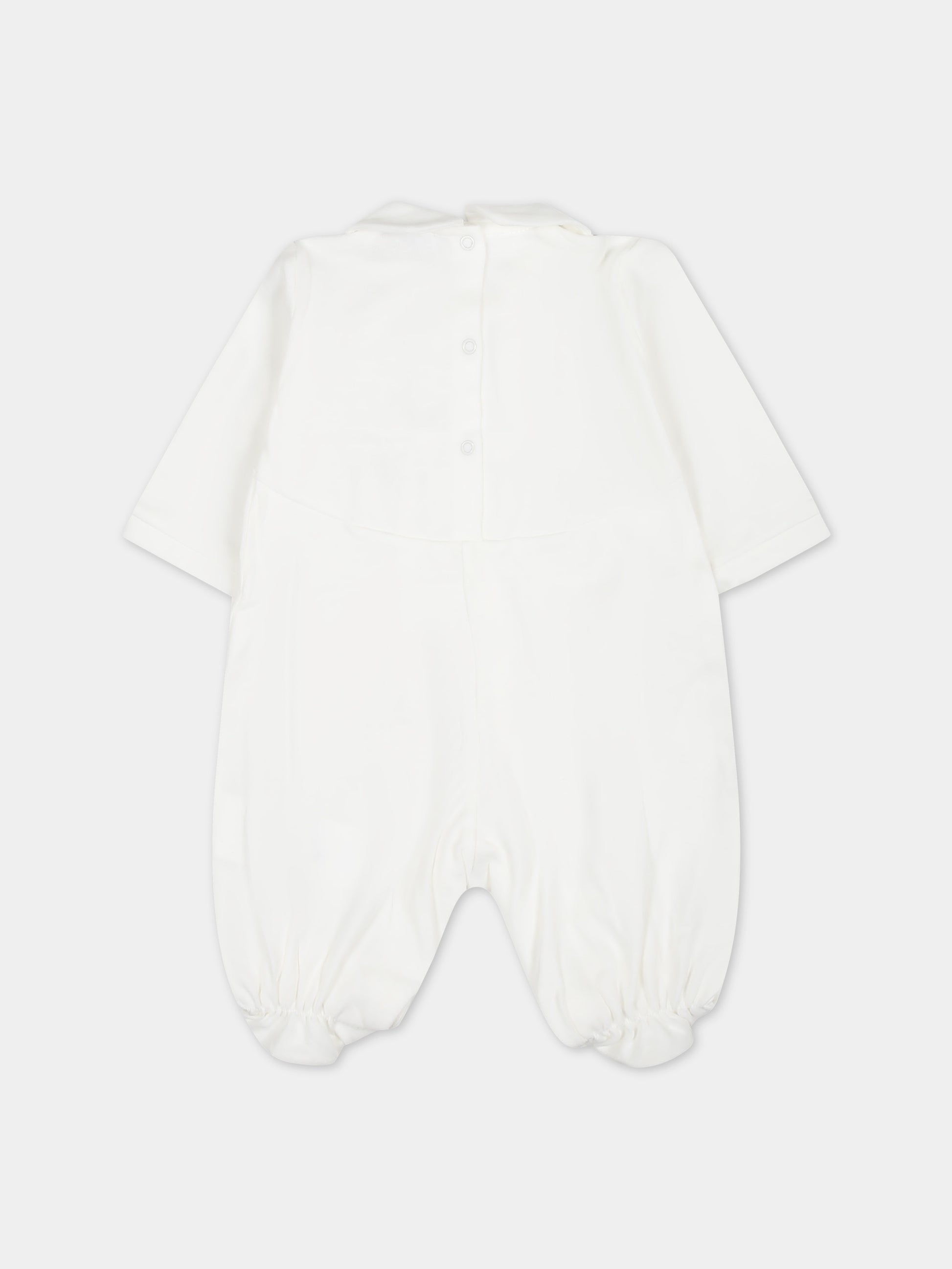 Tutina bianca per neonata con logo,Monnalisa,35C207 3000 0001