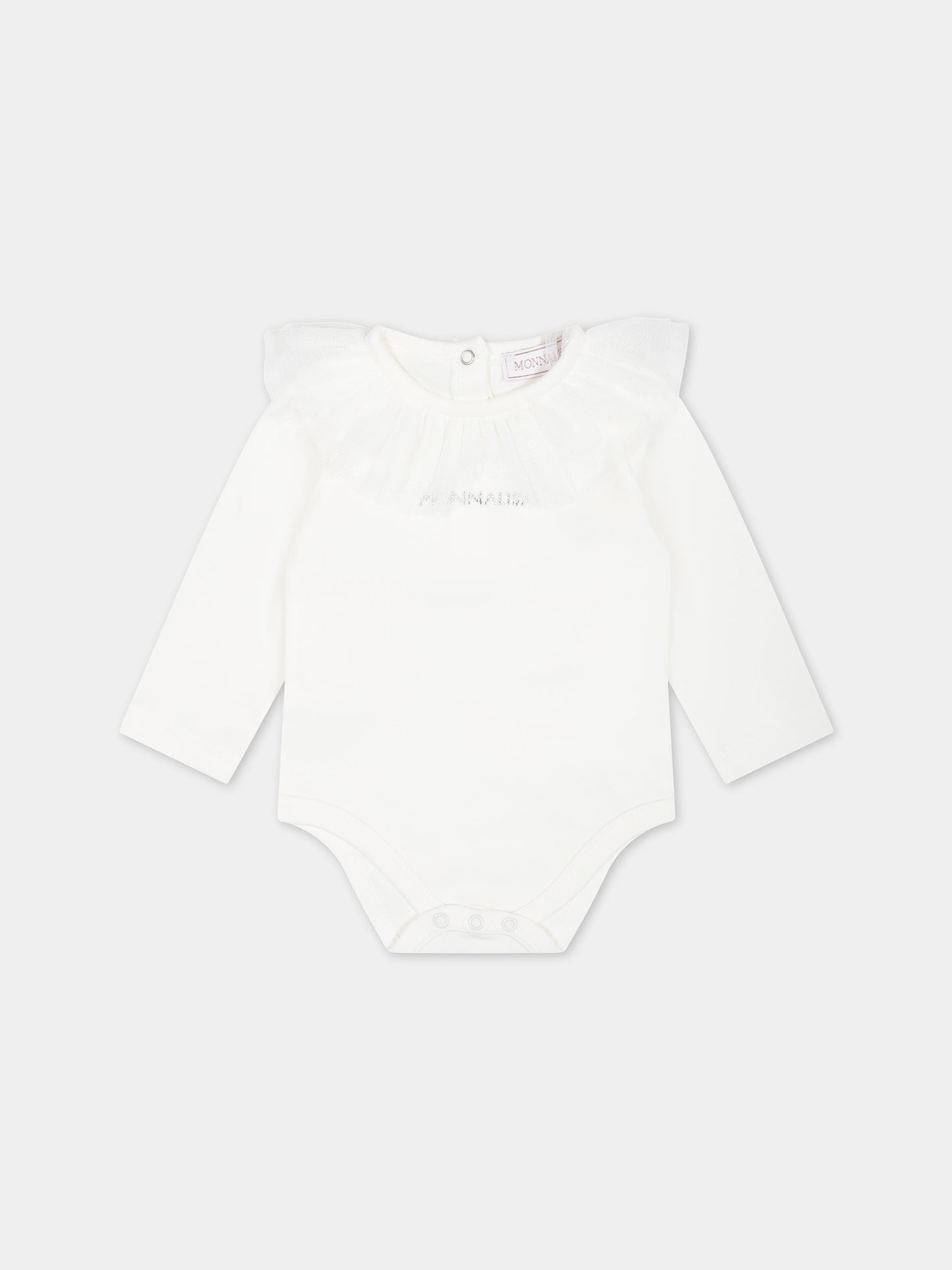 Completo bianco per neonata con logo,Monnalisa,35C505 3000 0001