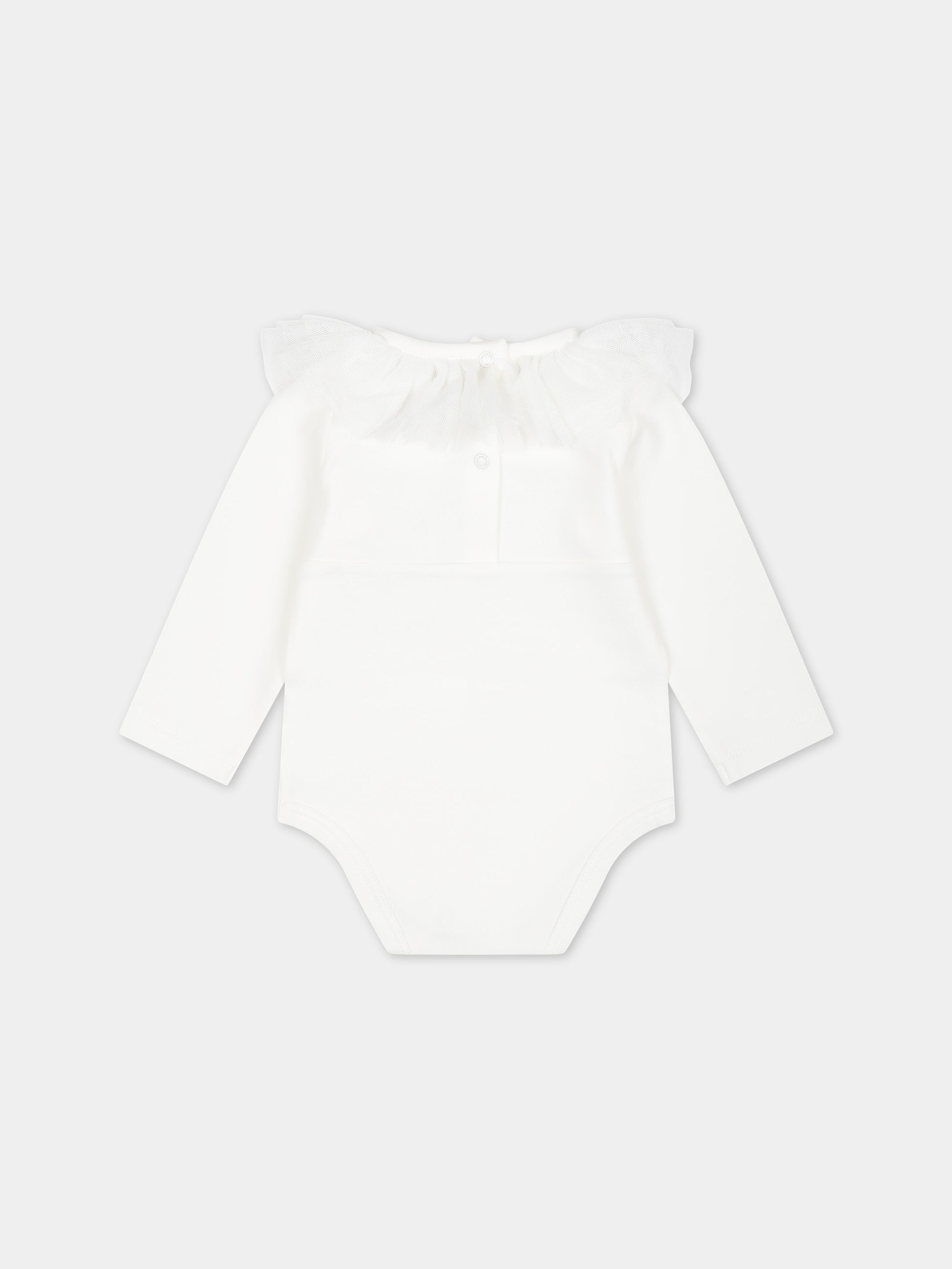 Completo bianco per neonata con logo,Monnalisa,35C505 3000 0001