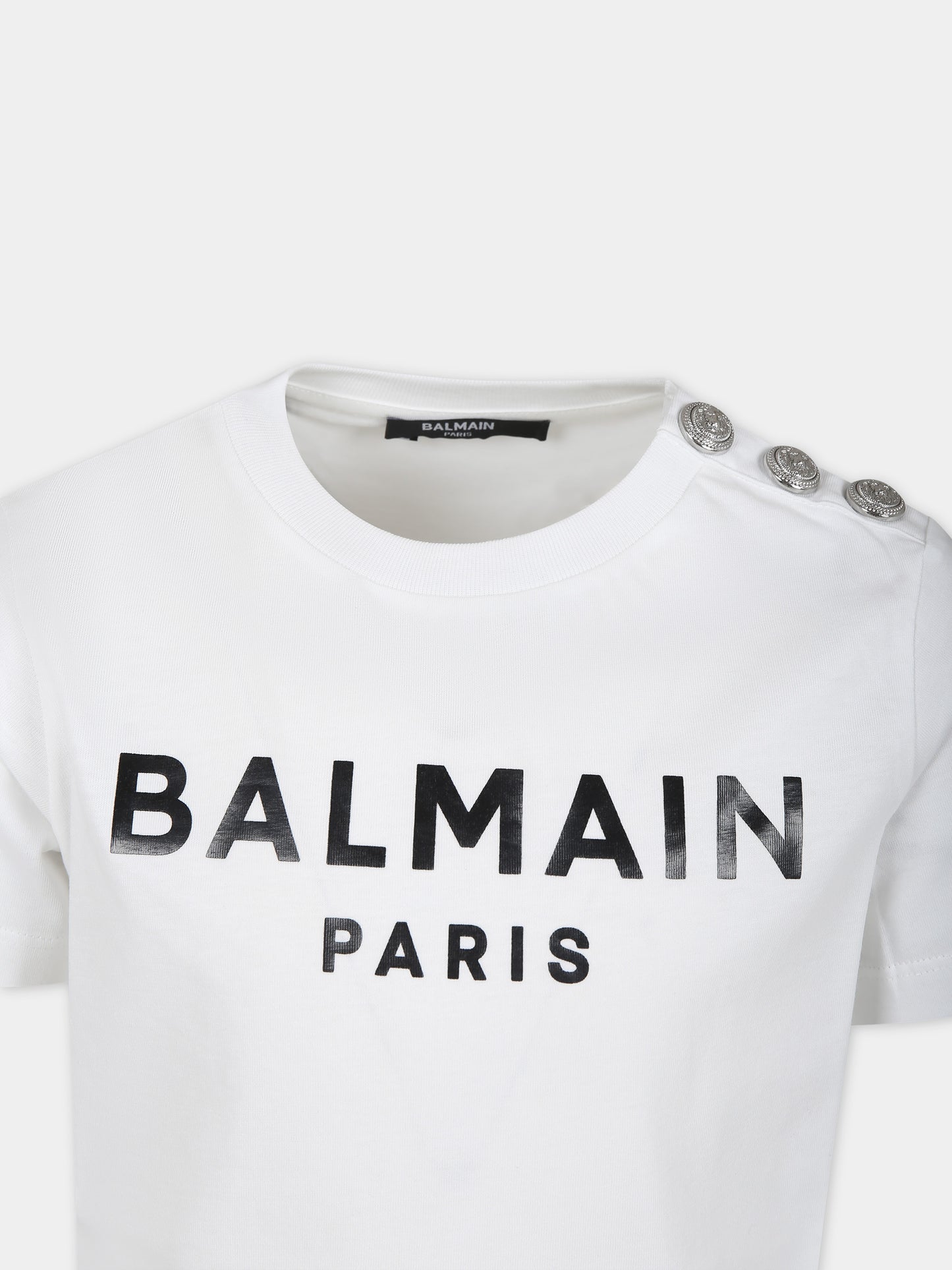 T-shirt bianca per bambini con logo,Balmain Kids,BU8P21 Z1751 100NE