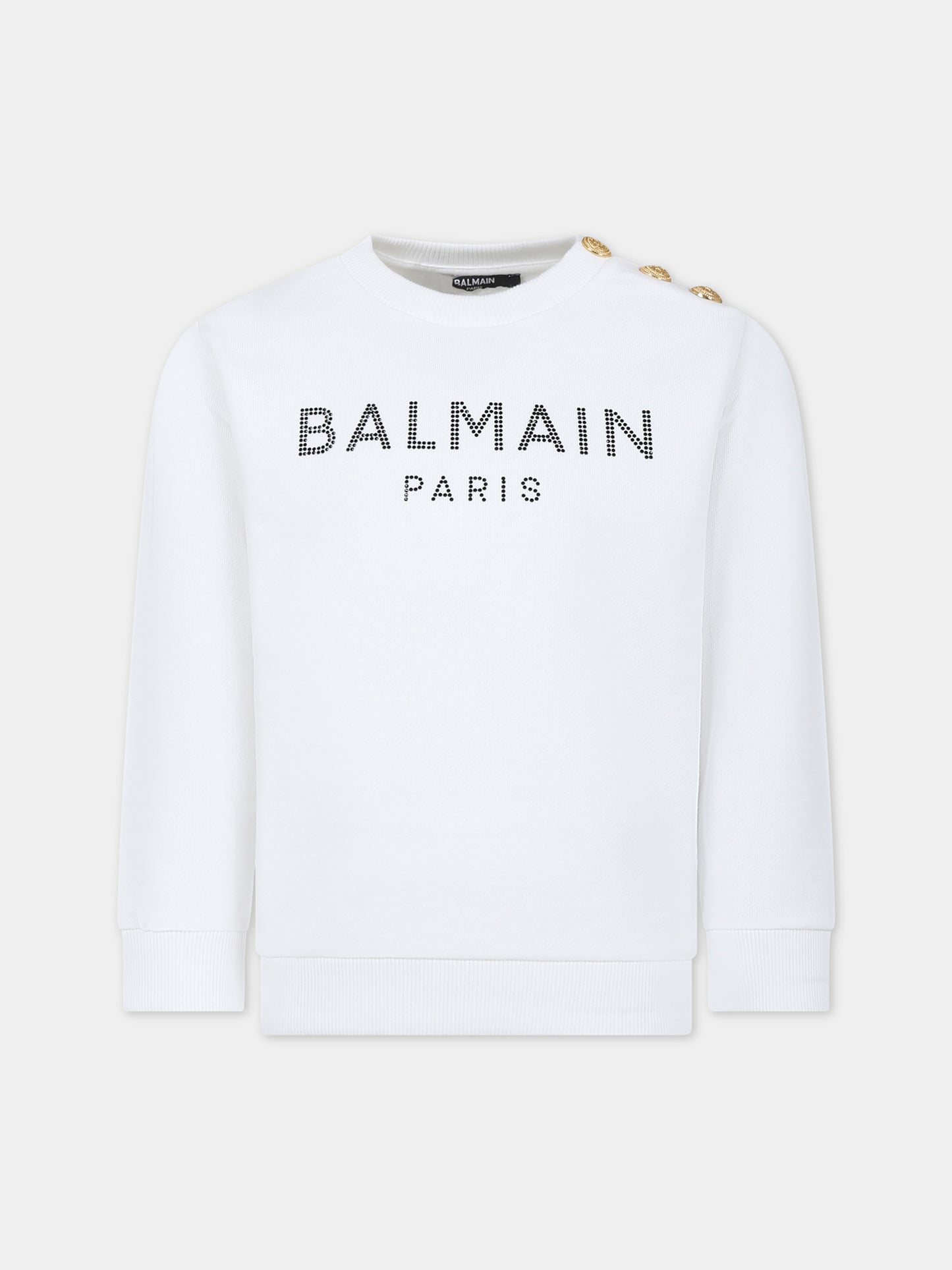Felpa bianca per bambina con logo,Balmain Kids,BU4A30 Z0001 100NE