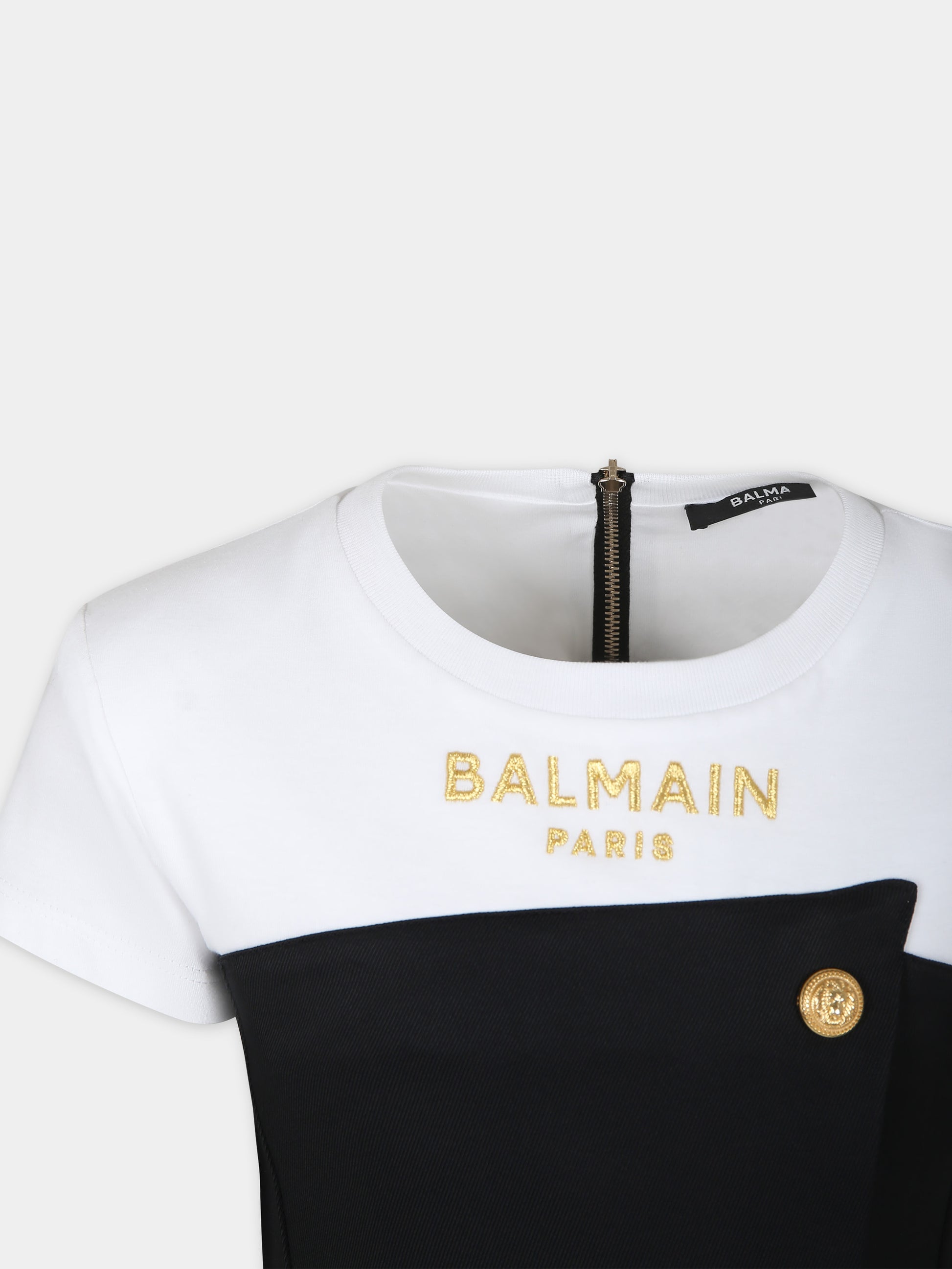 Vestito elegante nero per bambina con logo,Balmain Kids,BU1C41 I0192 930