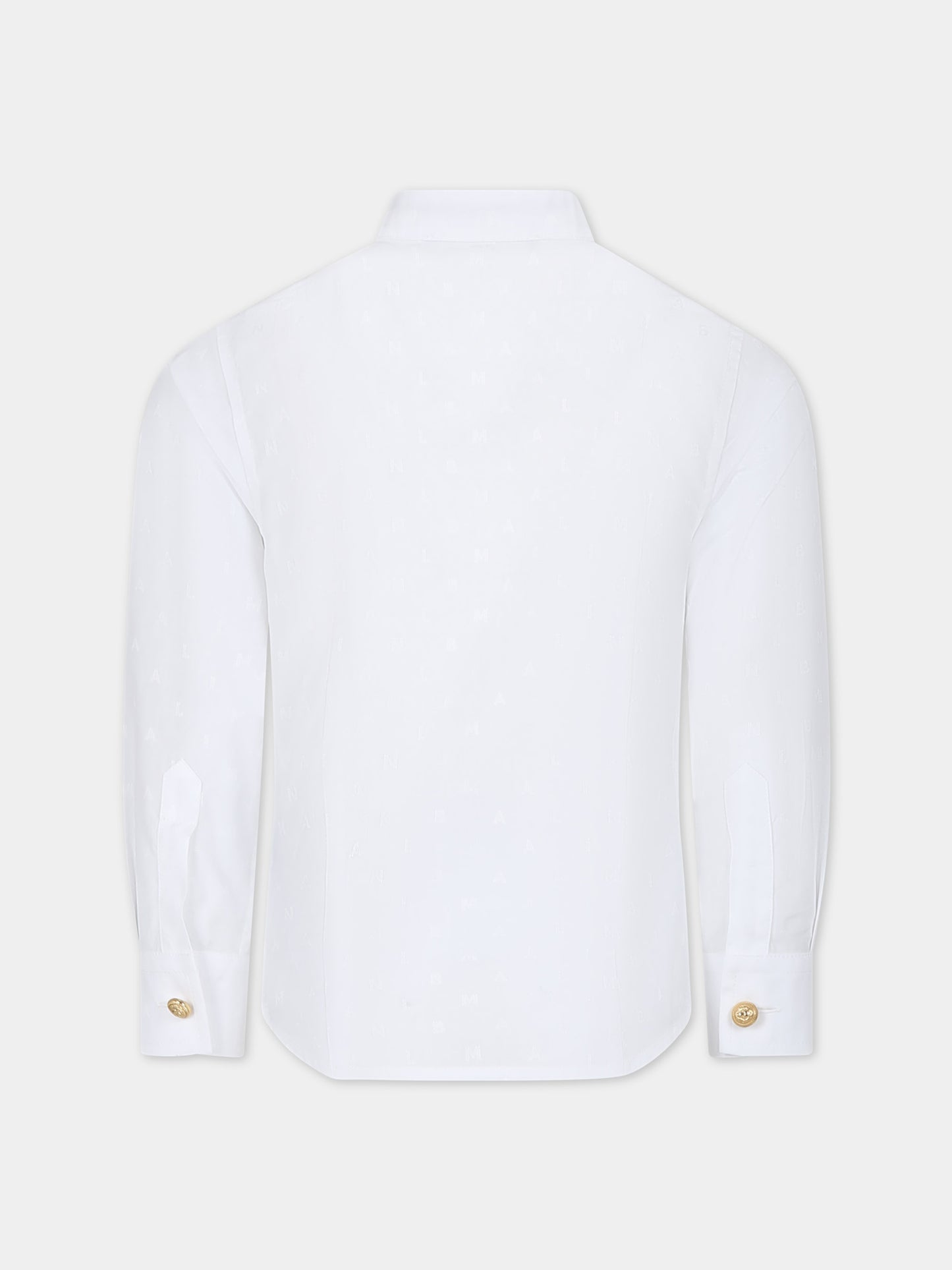 Camicia bianca per bambino con logo,Balmain Kids,BU5P10 P0366 100
