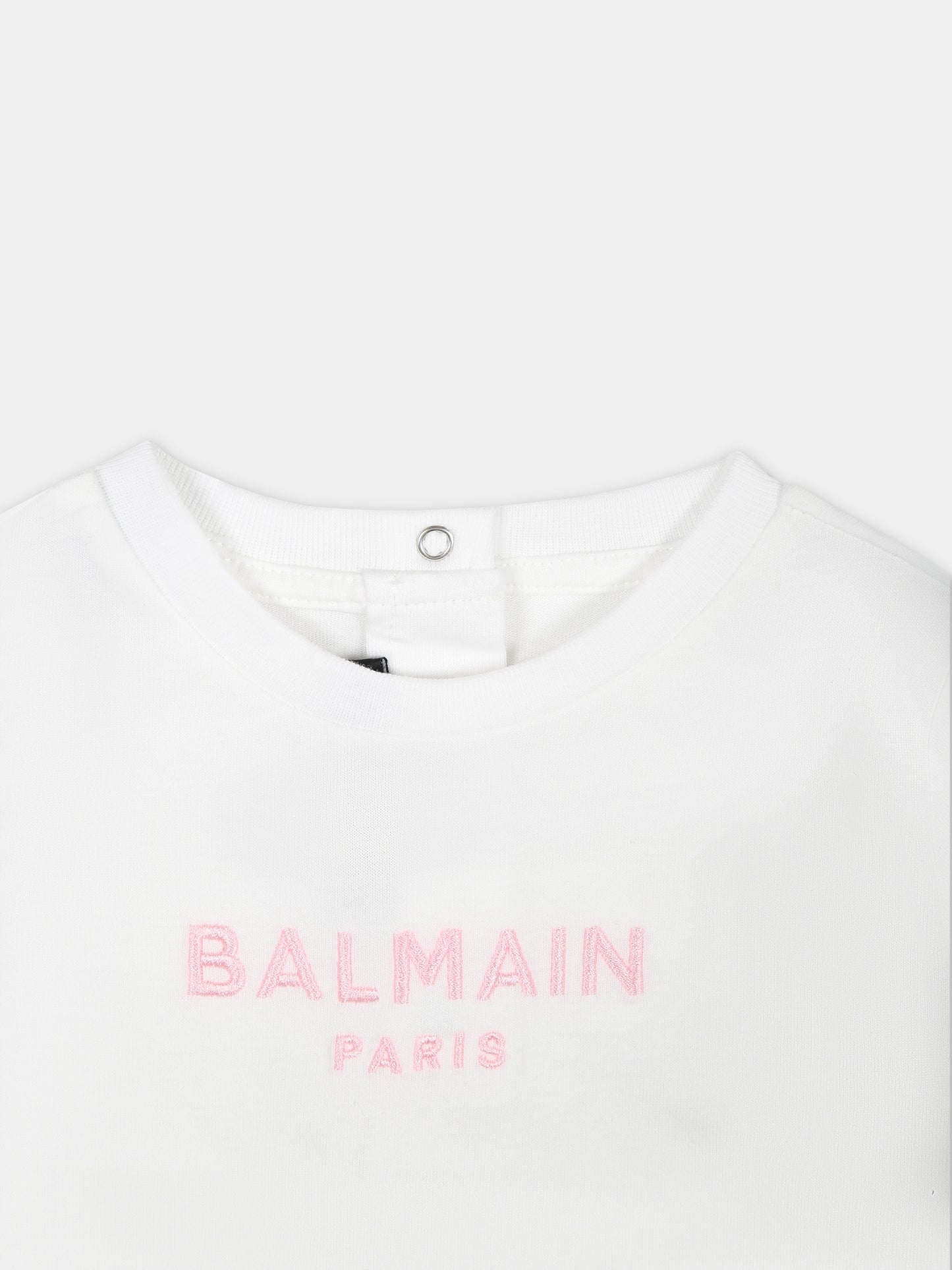 T-shirt bianca per neonata con logo,Balmain Kids,BU8011 Z1751 100