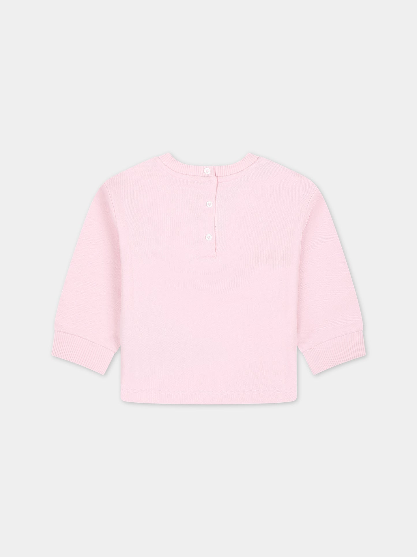 Felpa rosa per neonata con logo ricamato,Balmain Kids,BU4010 Z1753 540