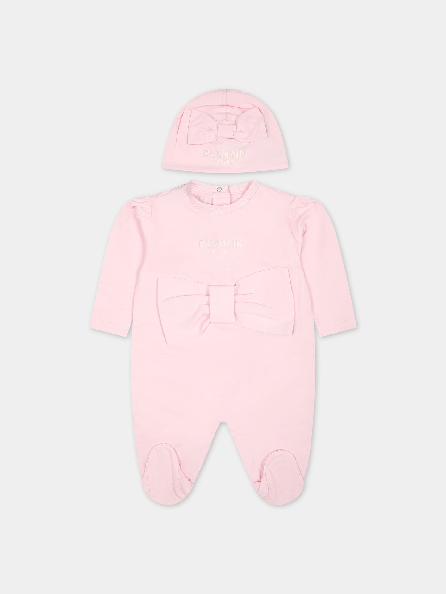 Tutina rosa per neonata con logo,Balmain Kids,BUB00A Z1751 540