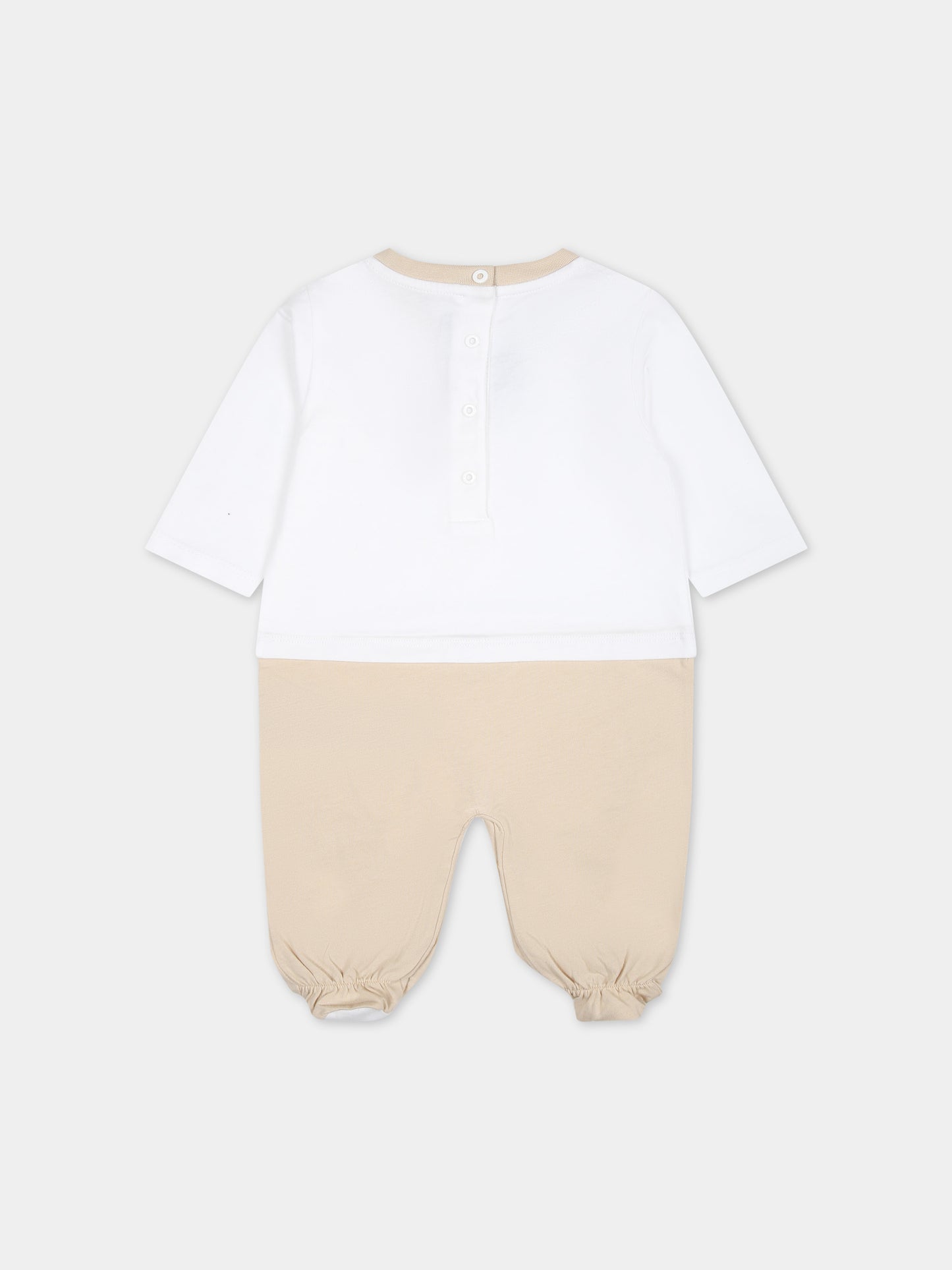 Set tutina beige per neonati con logo,Balmain Kids,BUB54A Z0057 100BG