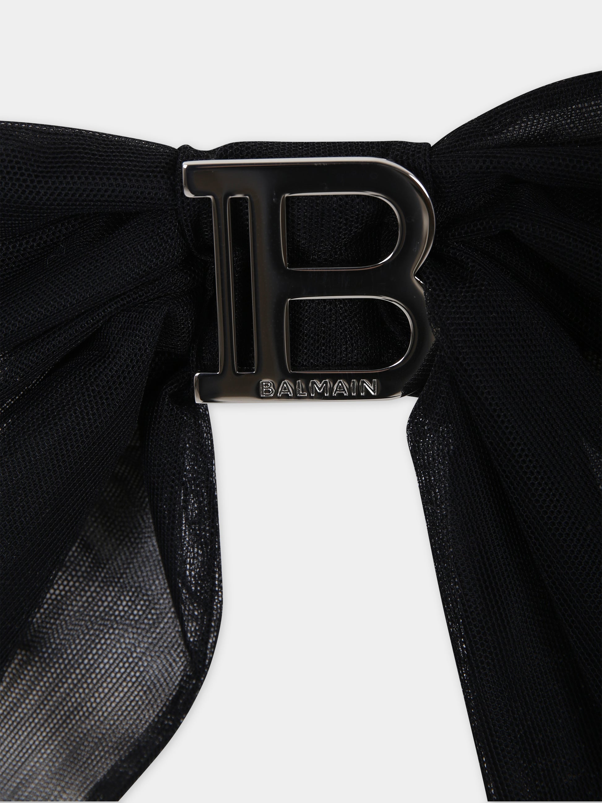 Cintura nera per bambina con fibbia e logo,Balmain Kids,BU0A51 T0002 930