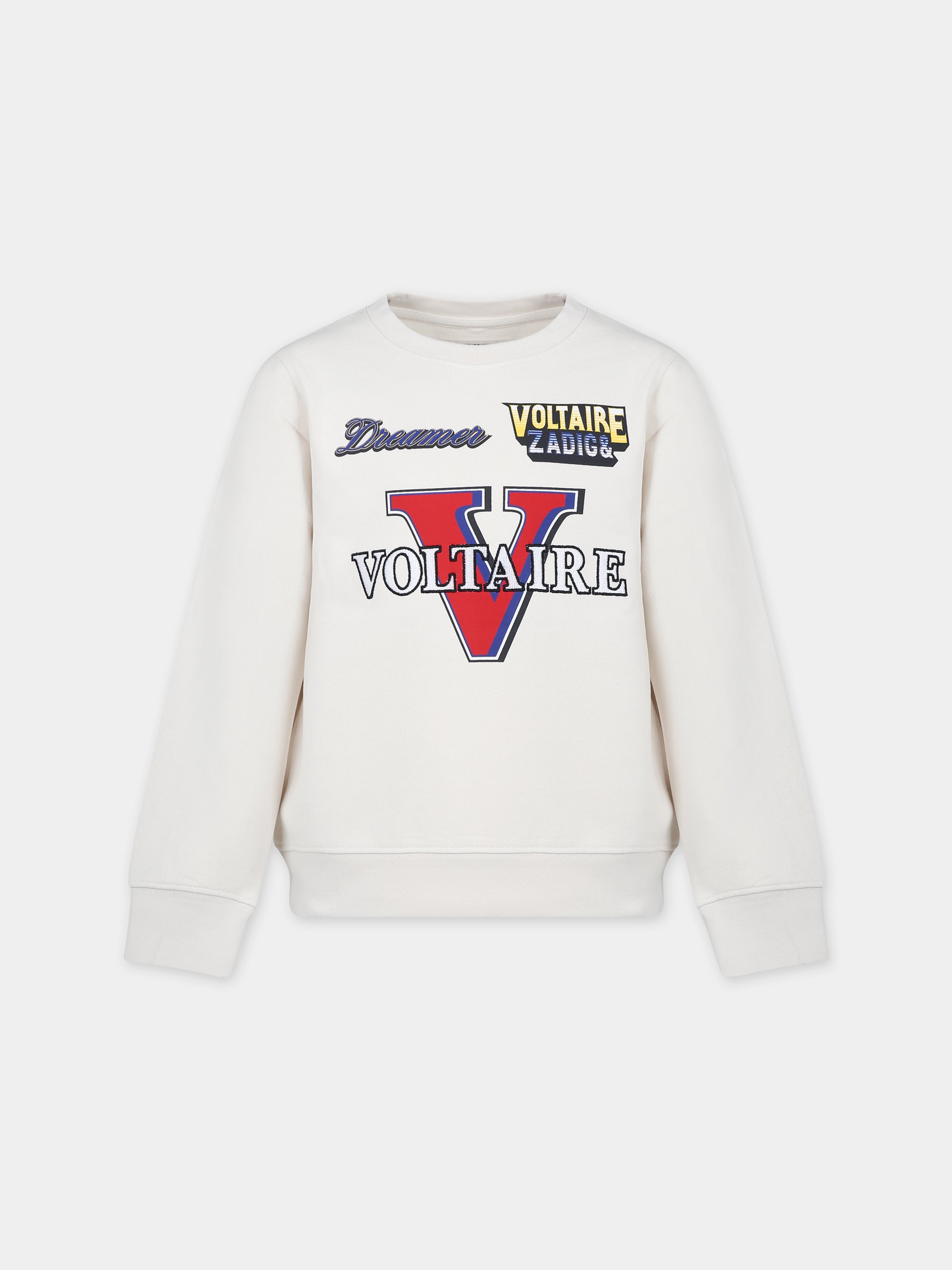 Felpa avorio per bambino con logo,Zadig & Voltaire Kids,X60098 182