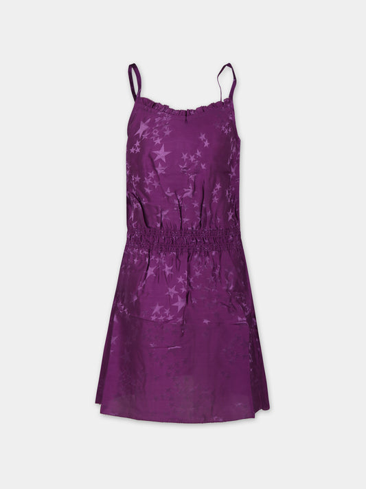 Vestito viola per bambina con stelle all-over,Zadig & Voltaire Kids,X60029 91E