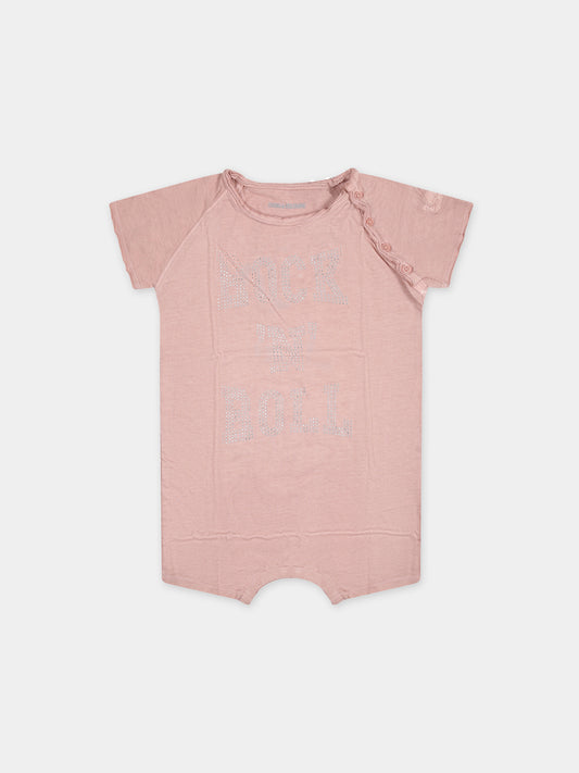 Pagliaccetto rosa per neonata con stampa,Zadig & Voltaire Kids,X60062 292