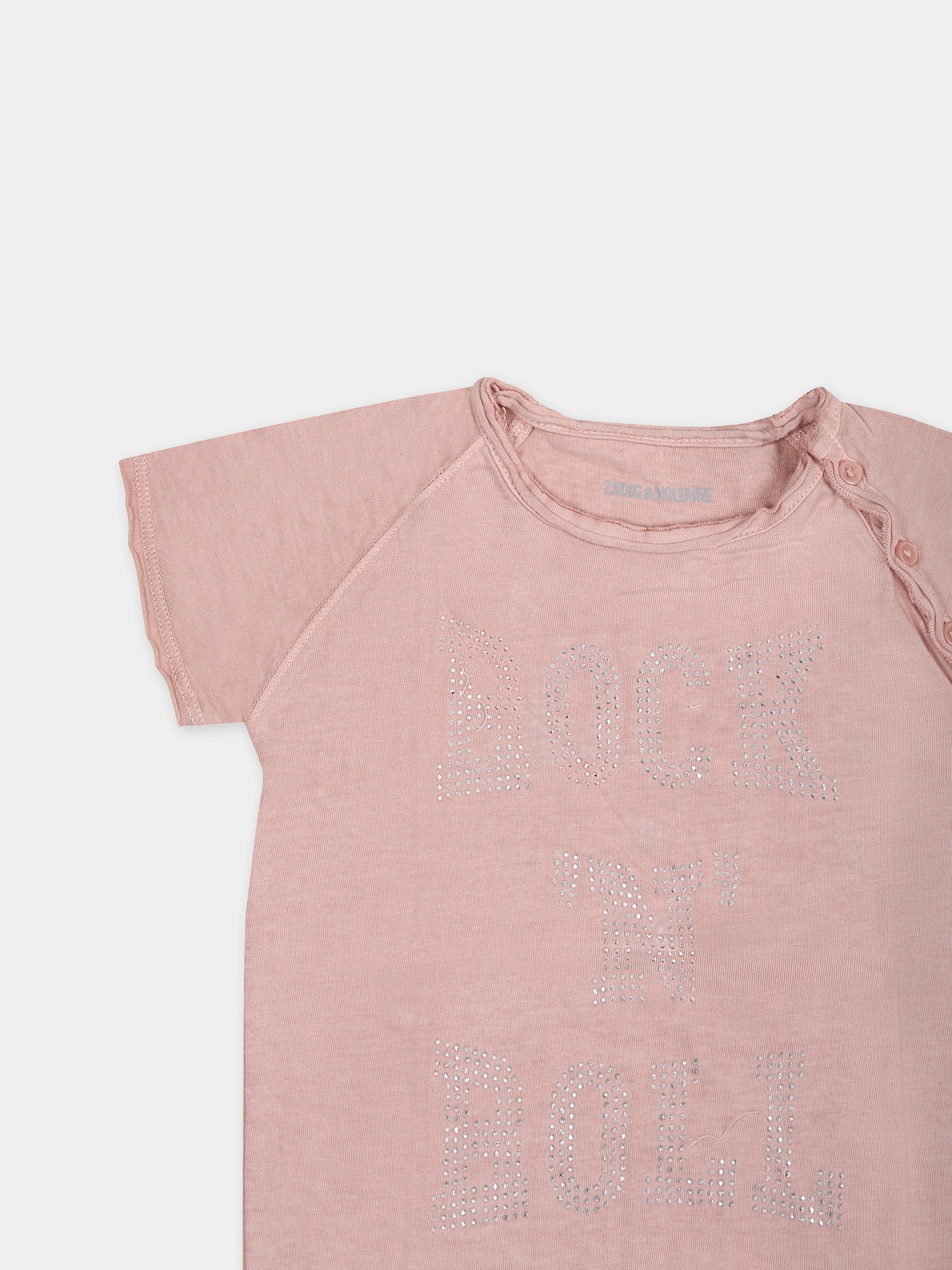 Pagliaccetto rosa per neonata con stampa,Zadig & Voltaire Kids,X60062 292