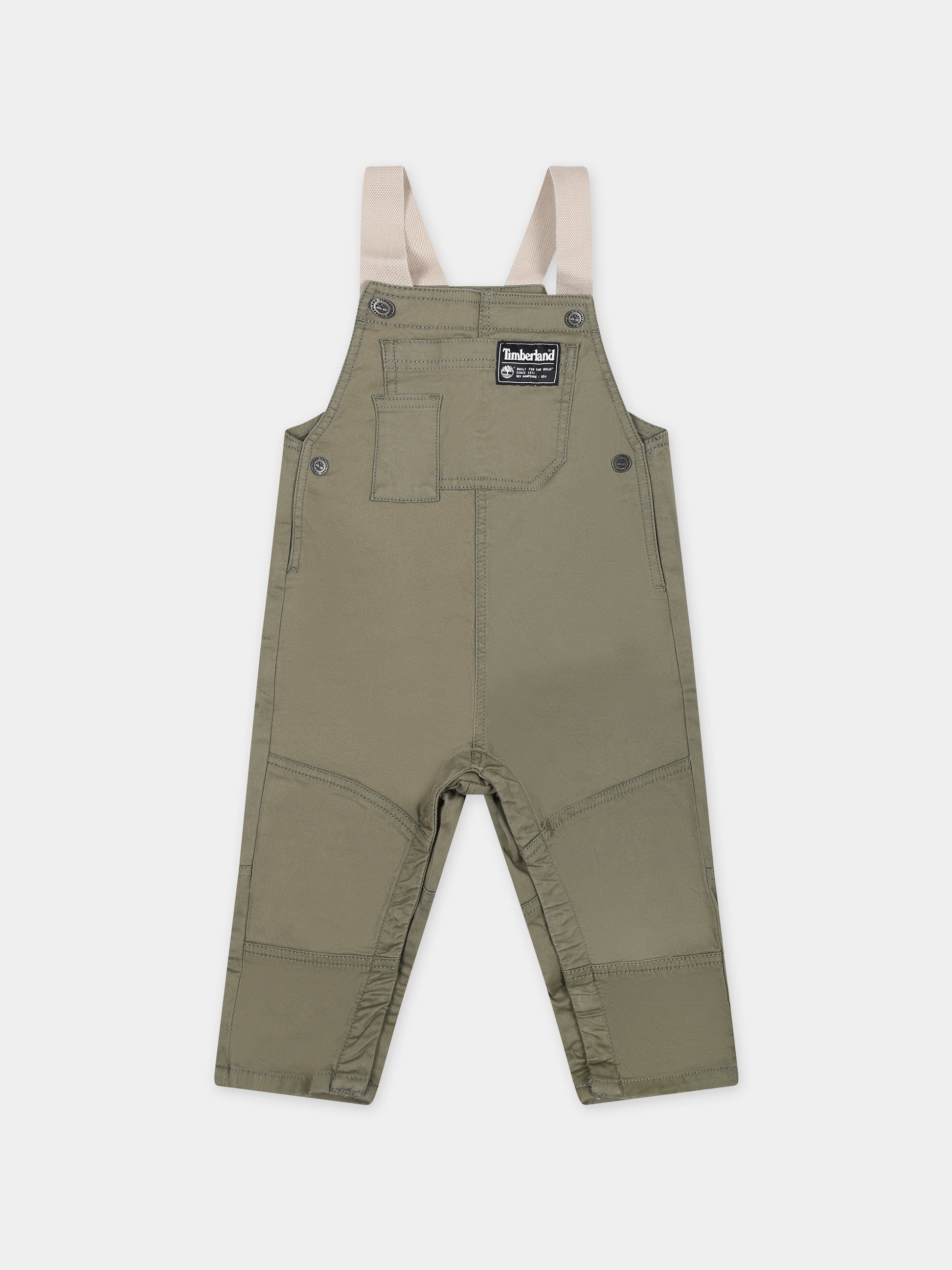 Salopette verde per neonato con logo,Timberland,T60180 724
