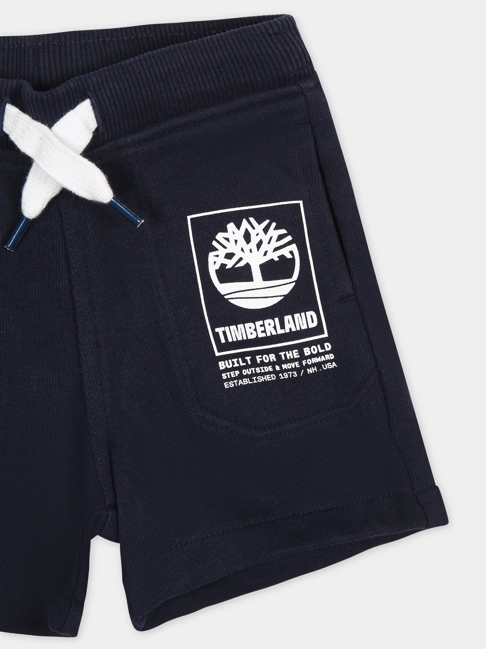 Shorts blu per neonato con logo,Timberland,T60119 83D