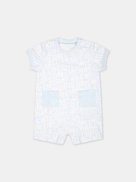 Pagliaccetto celeste per neonato con logo,Little Marc Jacobs,W60148 791