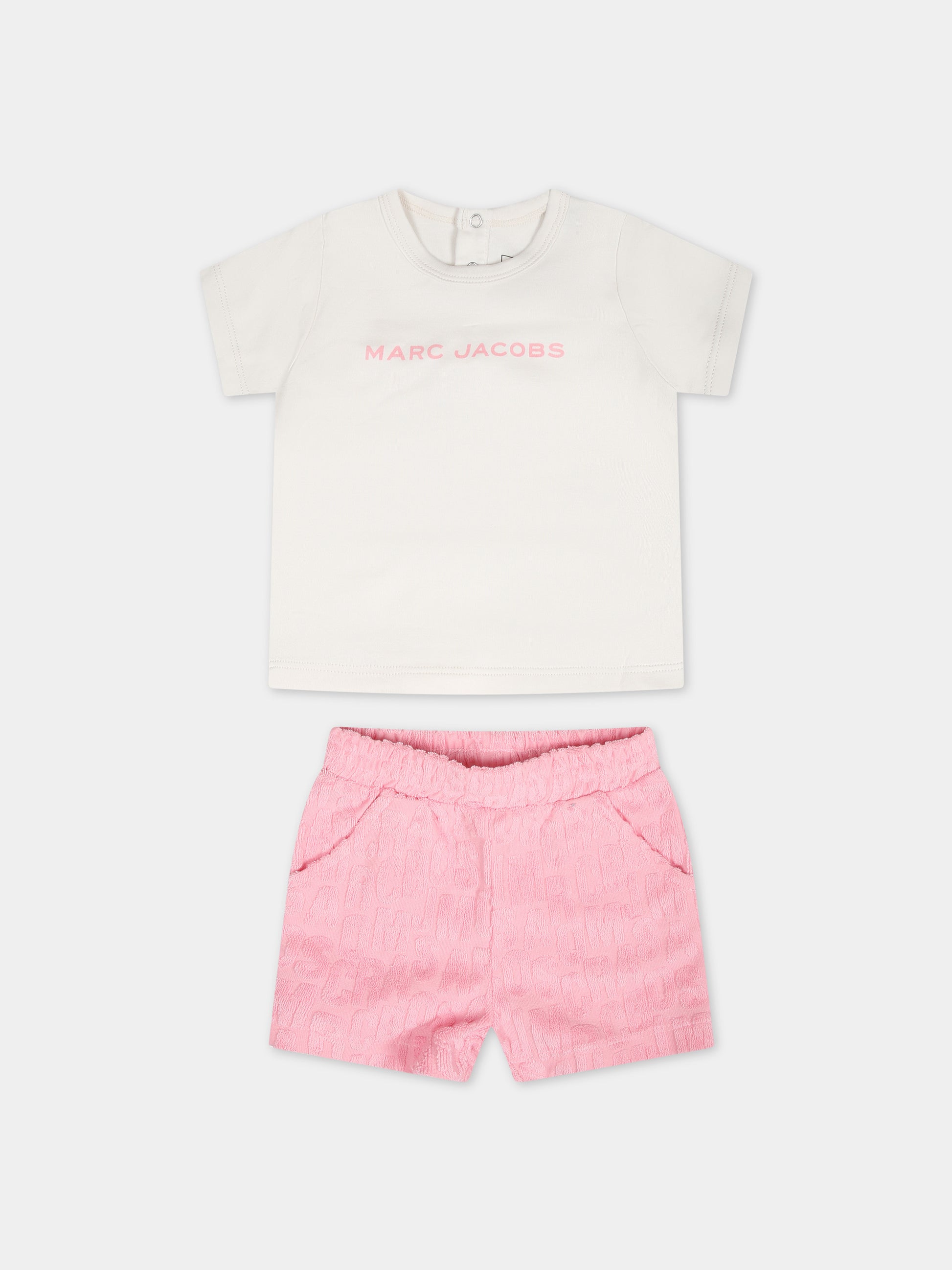 Completo sportivo rosa per neonata con logo,Little Marc Jacobs,W60152 45T