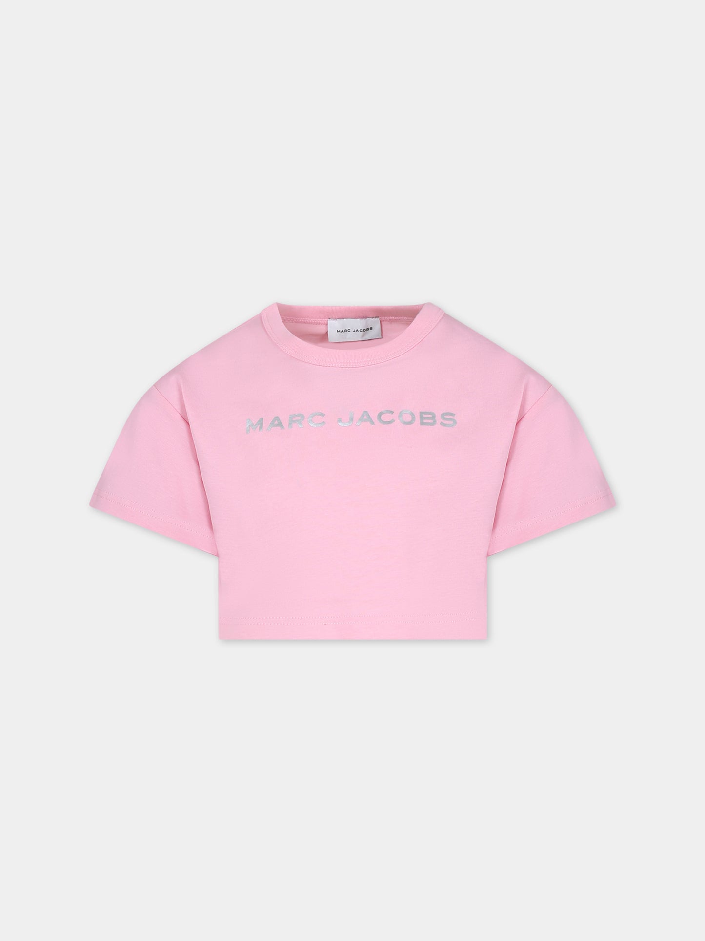 T-shirt crop rosa per bambina,Little Marc Jacobs,W60168 45T