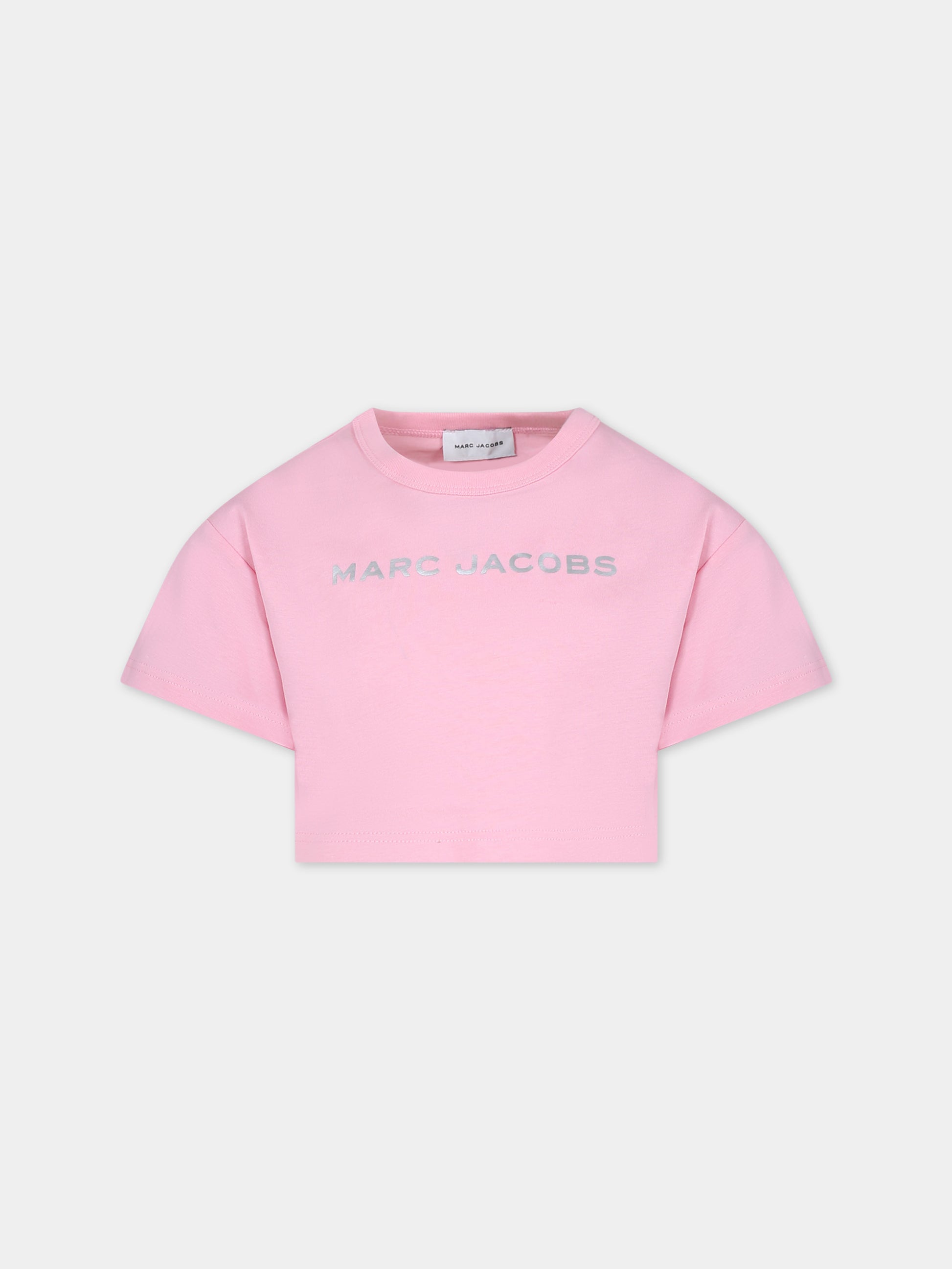 T-shirt crop rosa per bambina,Little Marc Jacobs,W60168 45T