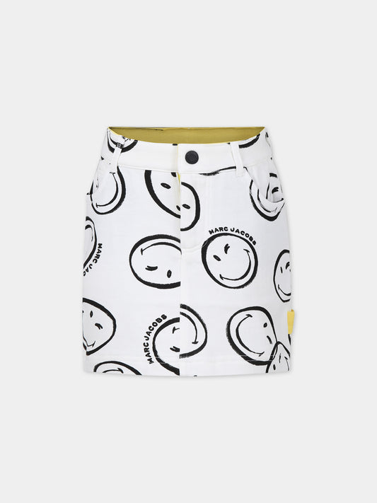 Gonna bianca per bambina con smiley e logo,Little Marc Jacobs,W60177 126