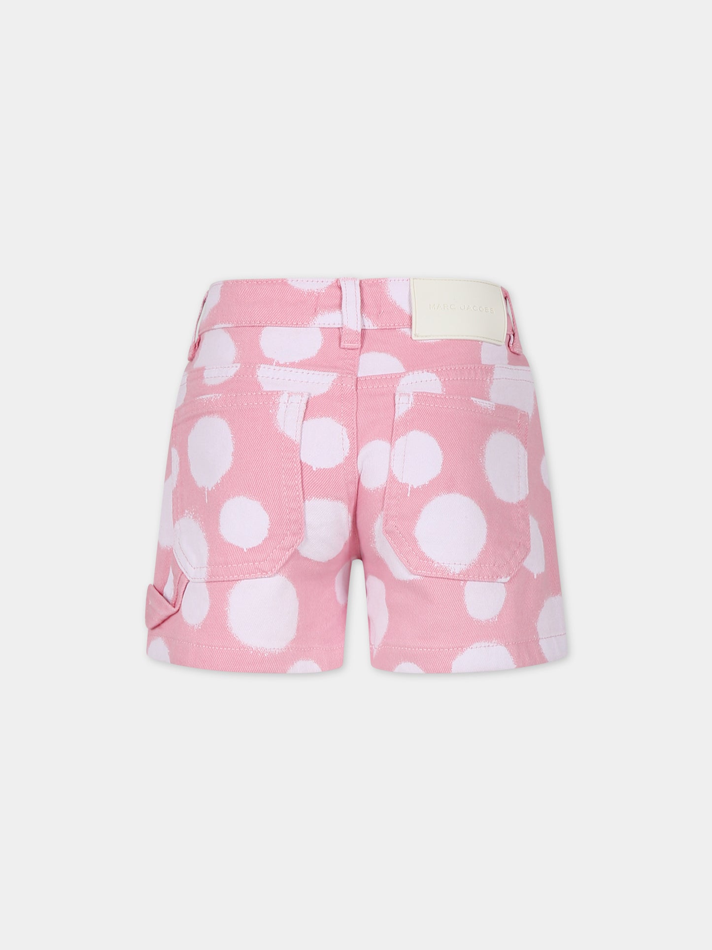 Shorts rosa per bambina con pois all-over,Little Marc Jacobs,W60101 45T